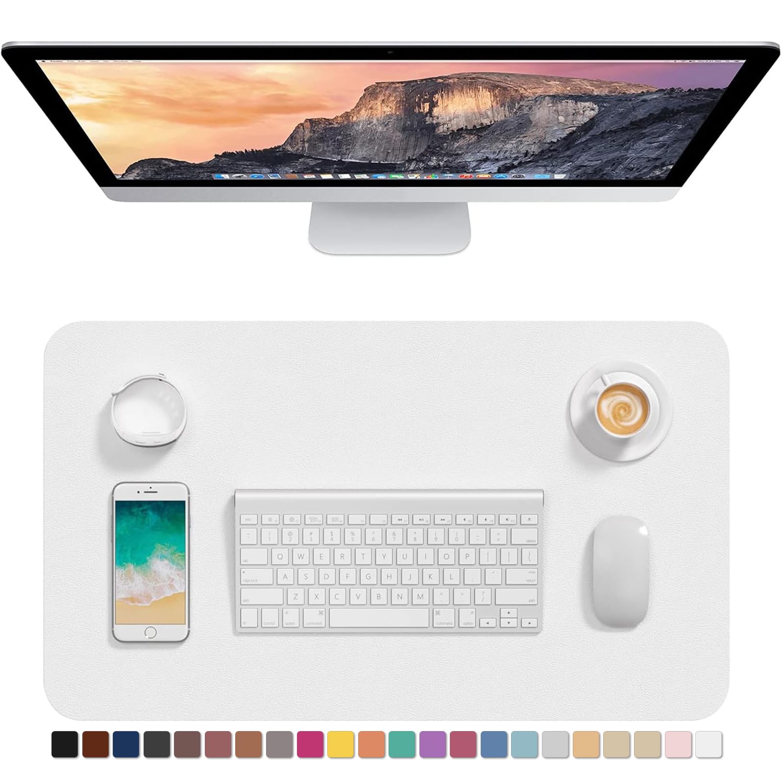 Hsurbtra Desk Pad, 30" x 14" PU Leather Desk Mat, XL Extended Mouse Pad, Waterproof Desktop Blotter Protector, Non-Slip Ultra Thin Large Laptop Keyboard Writing Mat for Office Home, Pink