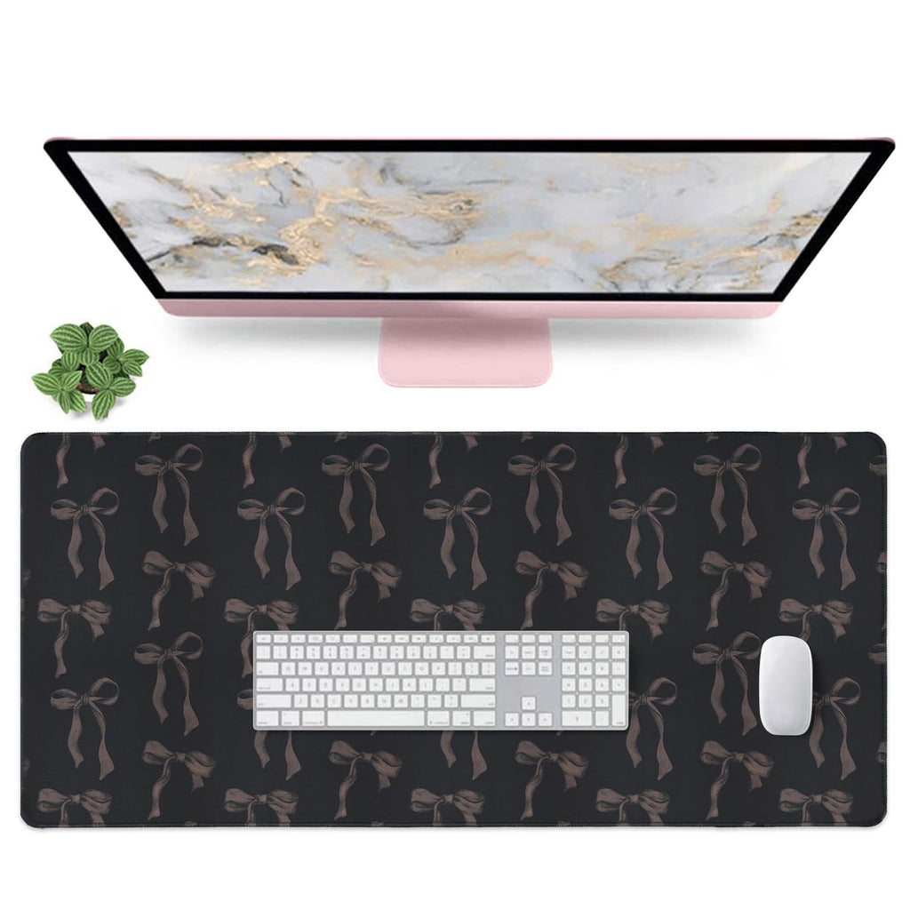 Pink Mouse Pad, Bows Desk Mat Computer Mat Desk Accessories 31.5 x 11.8