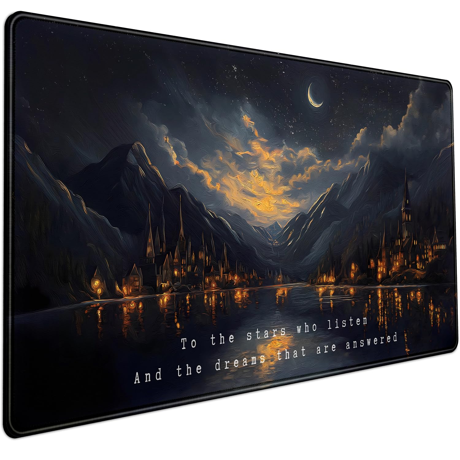 Black Vintage Desk Pad - Large Mouse Pad & Laptop Keyboard Mat - Non-Slip Base - 31.5 x 15.8 in - Gaming & Office Desk Decor
