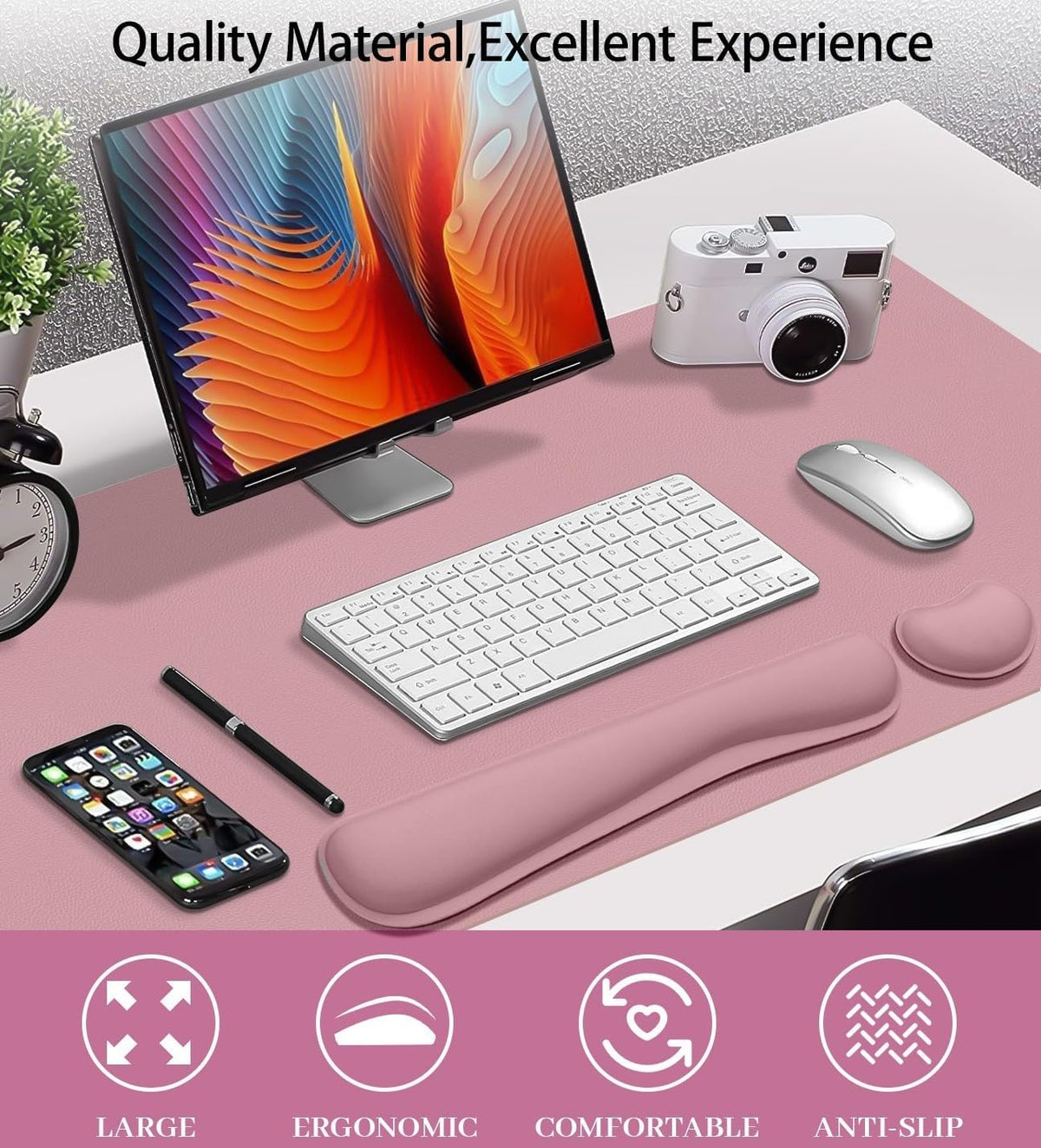 Mouse Pad and Keyboard Wrist Rest, 3-in-1 Keyboard and Mouse Pad