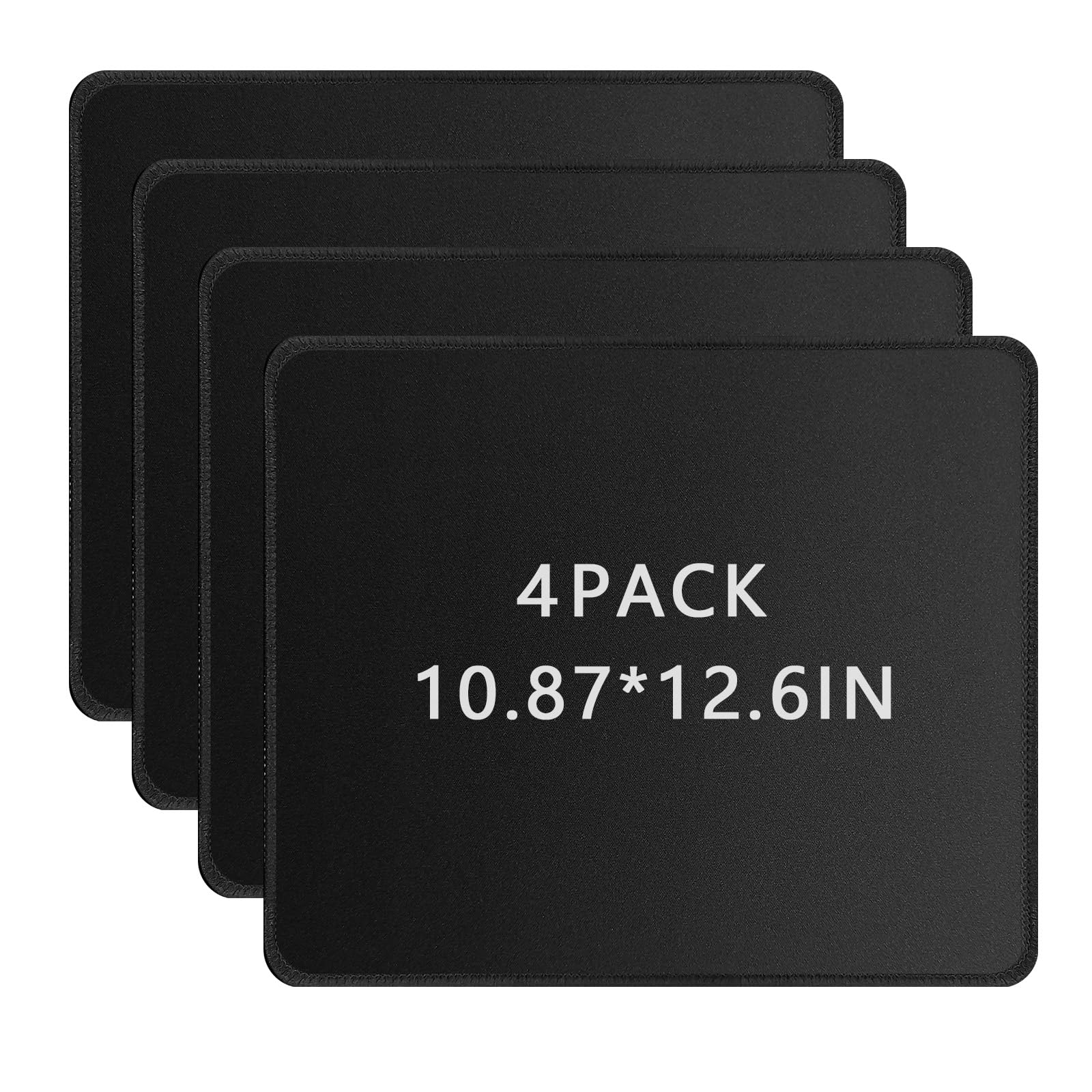 12 PCS Black Mouse pad Bulk with Stitched Edge,10.2x8.3inches 3mm Thickness Premium Textured Non-Slip Rubber Base Washable for Office and Home Use