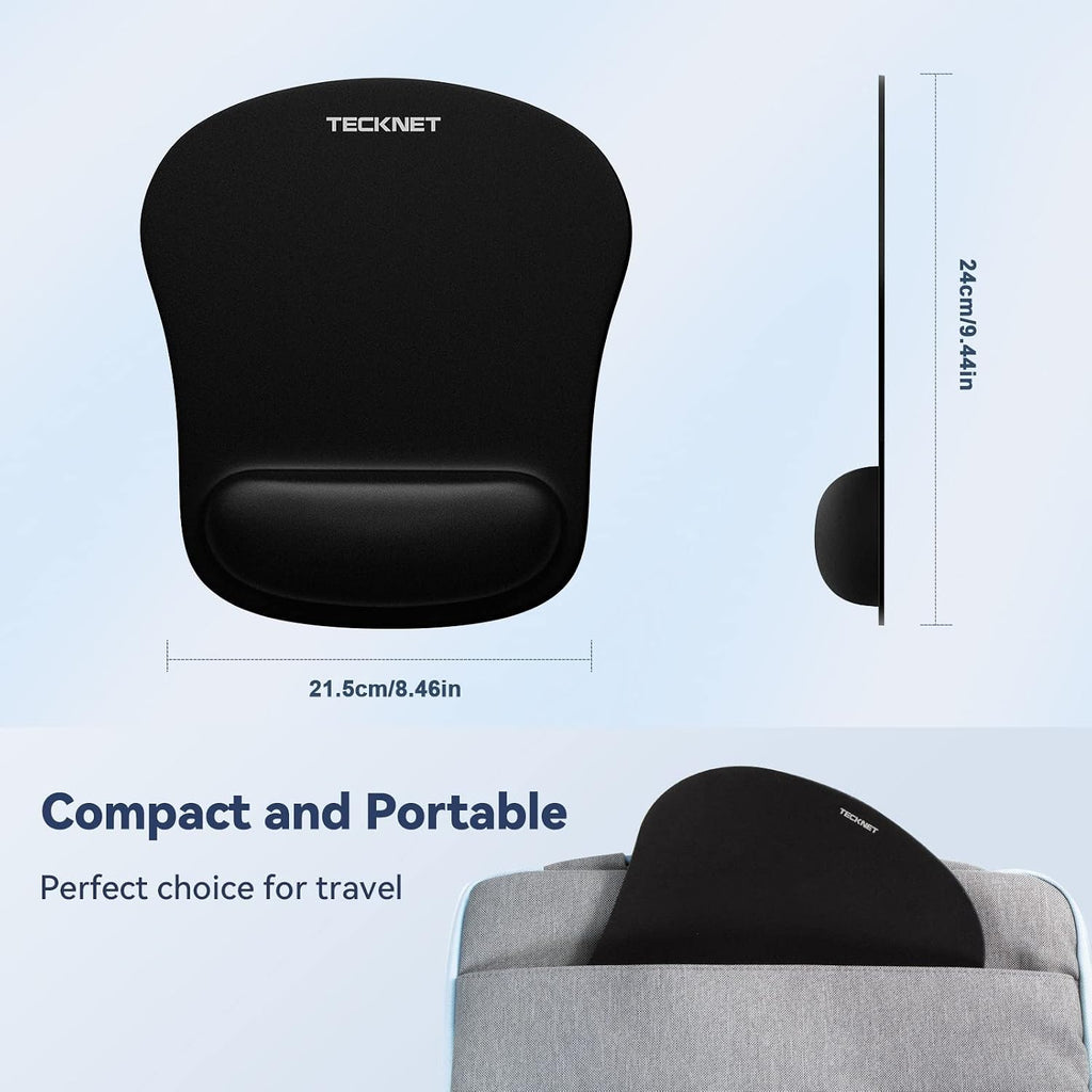 TECKNET 2 Pack Gaming Ergonomic Mouse Pad with Wrist Support Black
