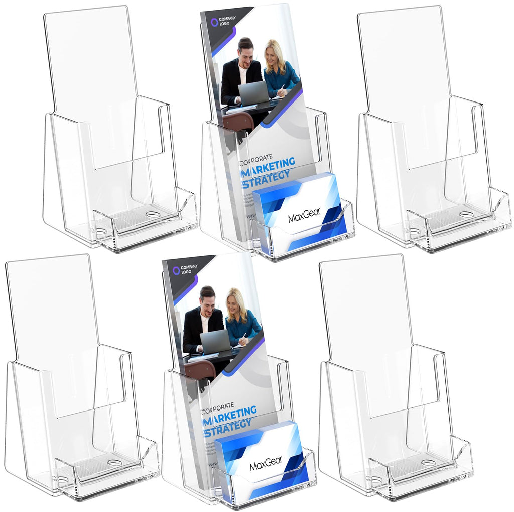 MaxGear Acrylic Brochure Holder Flyer Display Stand 4 x 9 Inch, 2 Pack