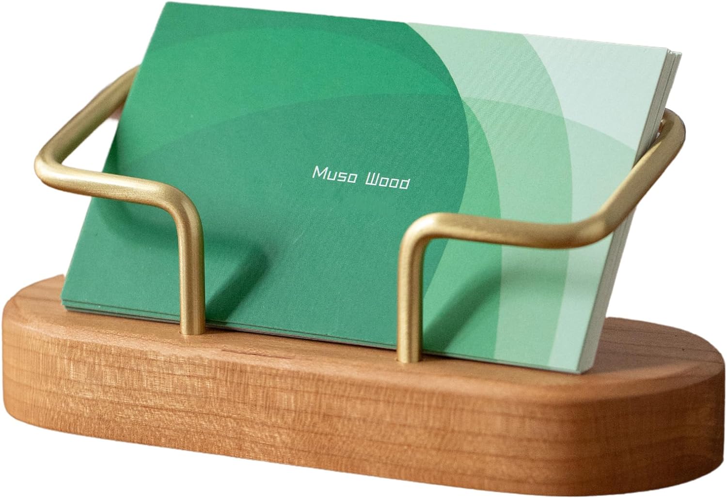 muso wood Cherry Business Card Holder for Desk, 1 Pack