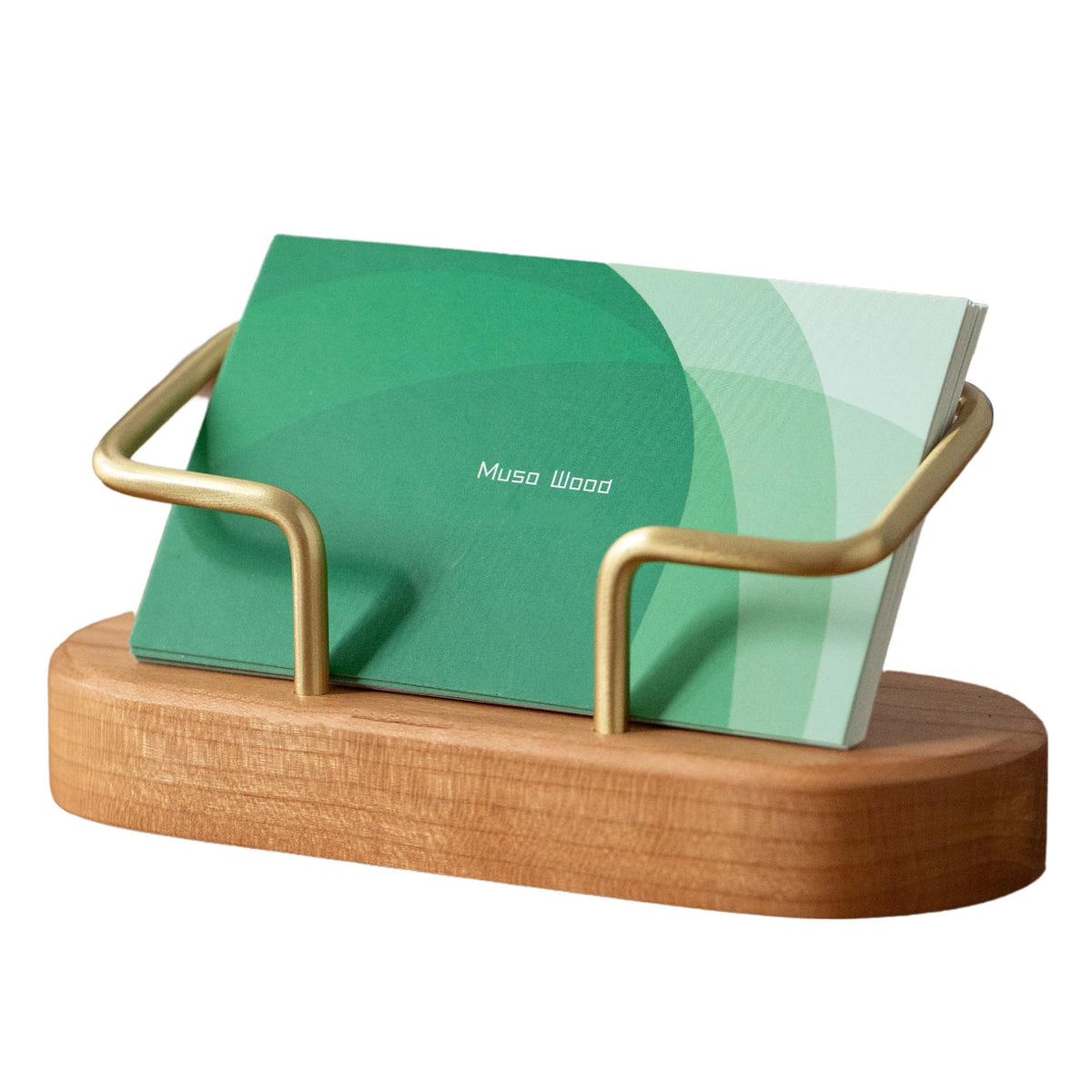 muso wood Cherry Business Card Holder for Desk, 1 Pack