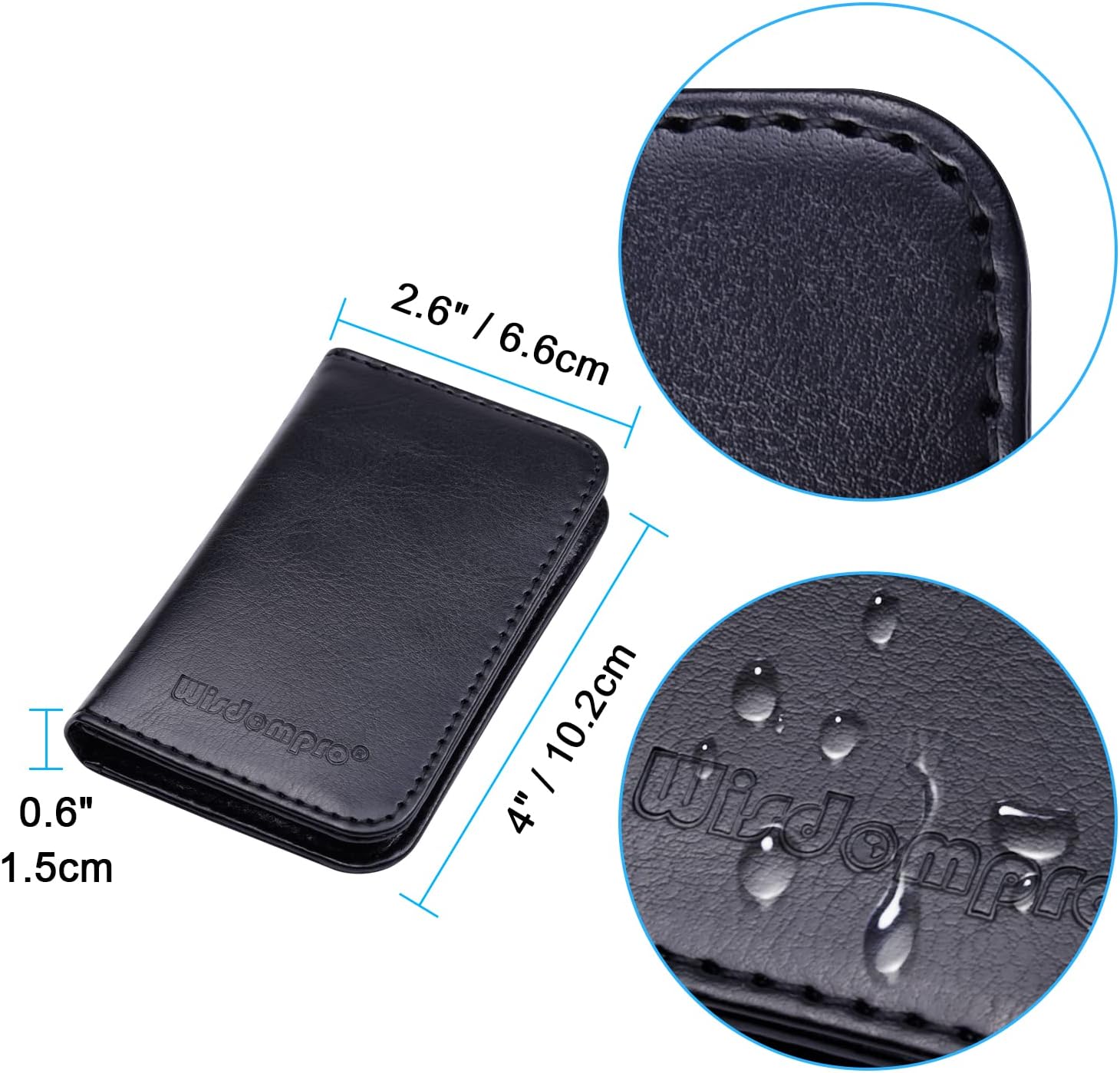 Wisdompro Business Card Holder, 2-Sided Folio Name Card Case