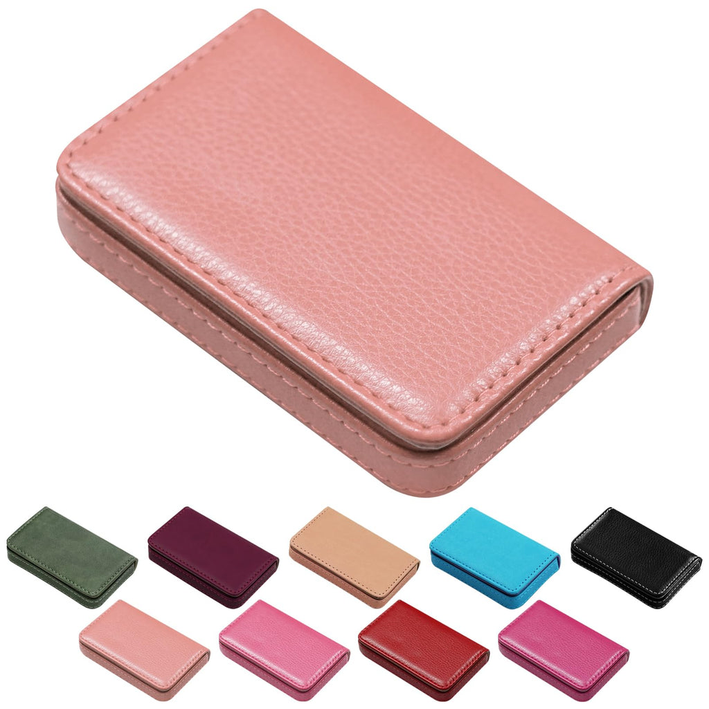 Business Credit Card Holders, Magnetic Sealing Anti Drop, PU Leather Debit Card Protector Organizer Case (Maroon Red)
