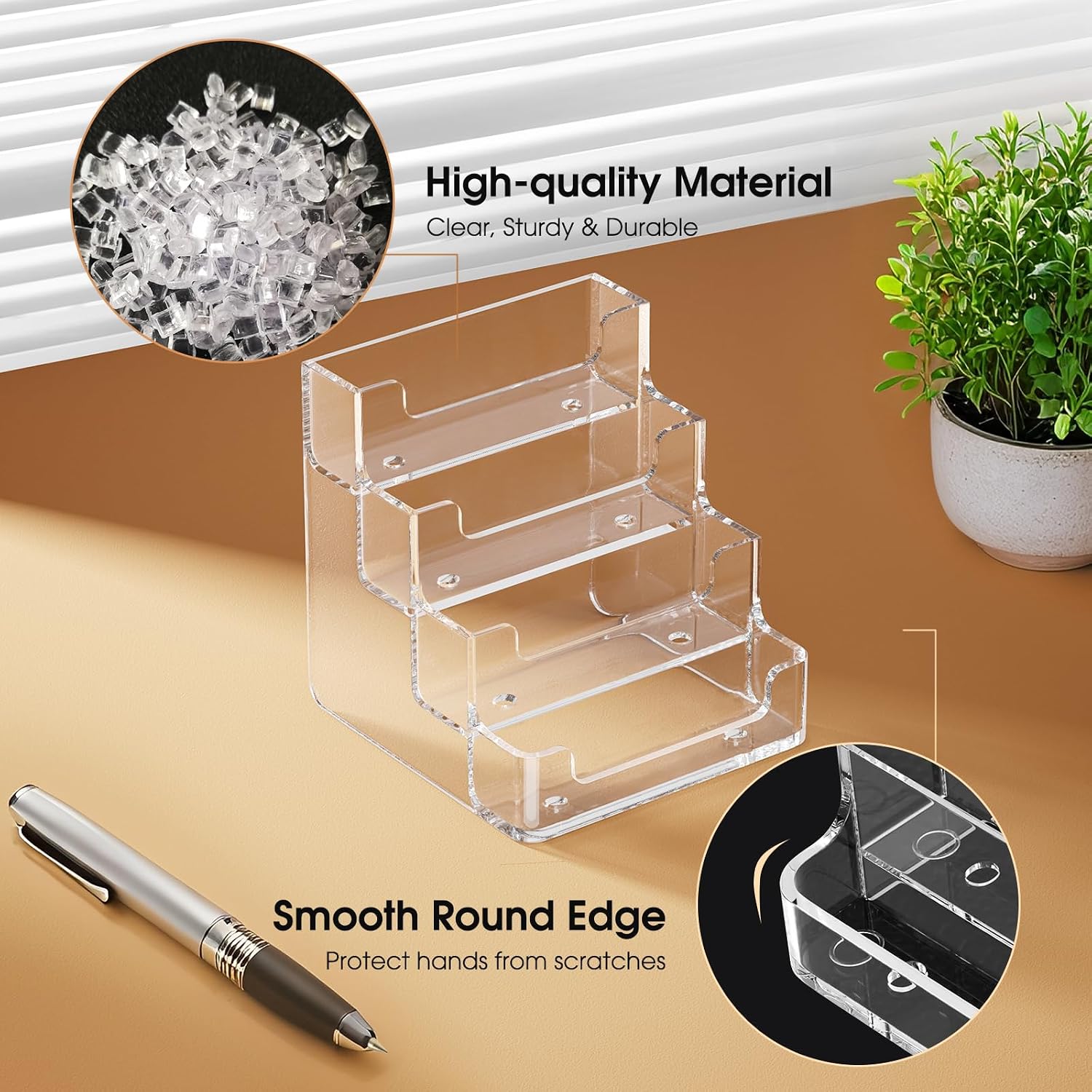 MaxGear Acrylic Business Card Holder, 320 Cards Capacity, 4 Pocket, 2 Pack
