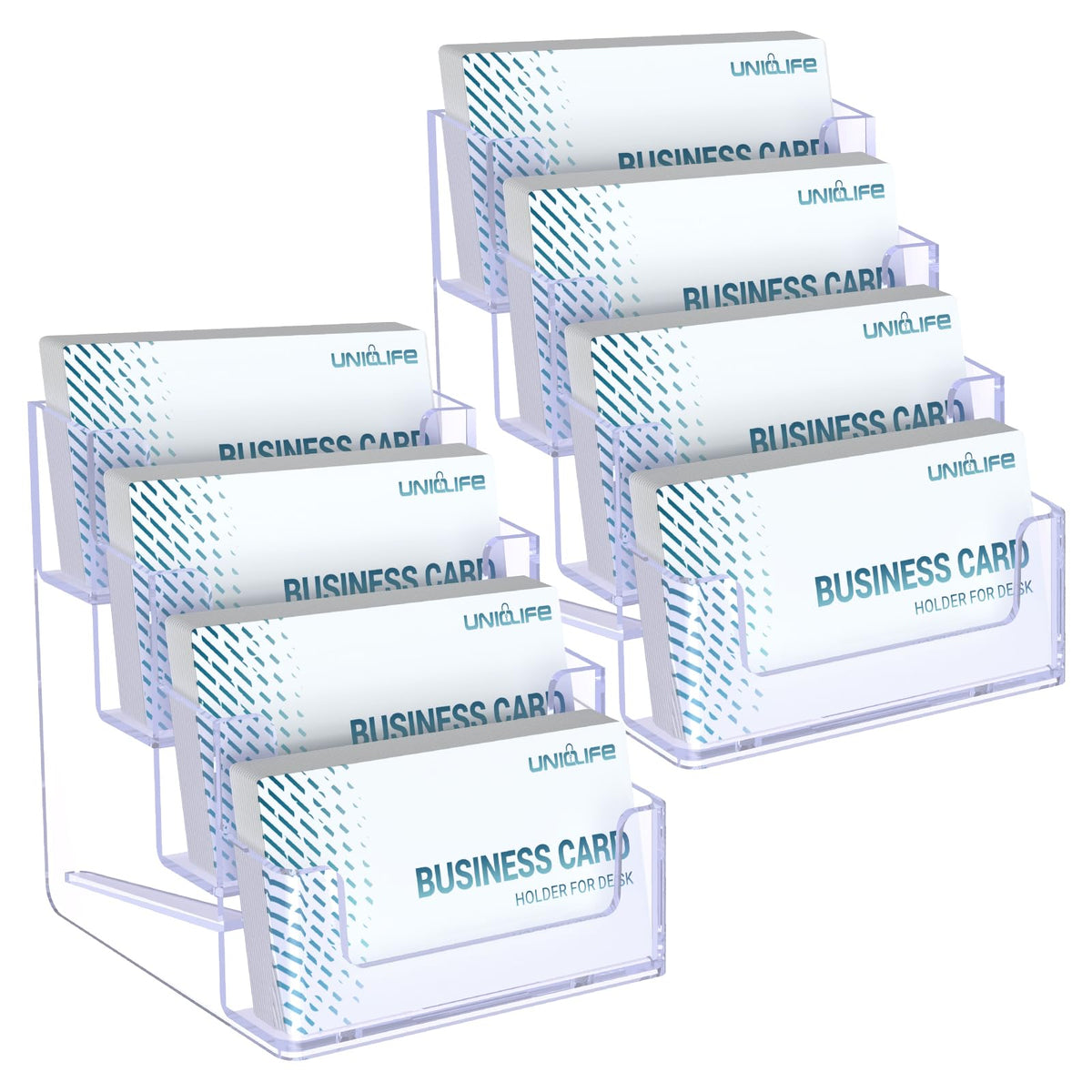 Uniclife 2 Pack Acrylic Business Card Holder for Desk, 60 Card Capacity