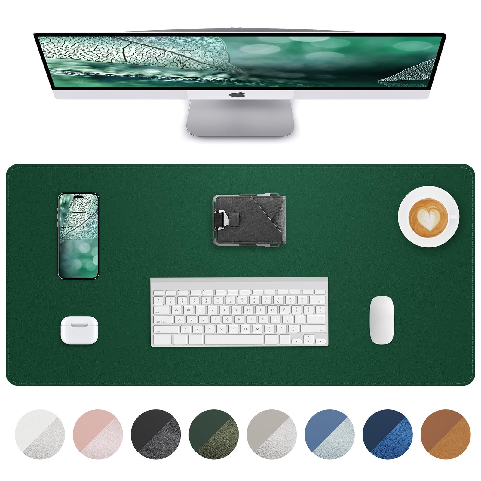 AFIING Large Desk Mat 55" x 24" - PU Leather Desk Pad Protector, Waterproof Non-Slip Extended Mouse Pad for Office Desk, Keyboard, Laptop and Home Workspace (Black)