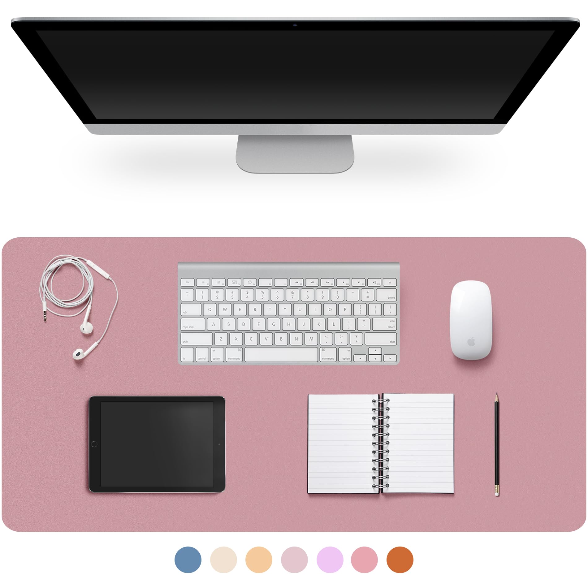 Leather Desk Pad Protector,Non-Slip Desk Pad(Black, 23.6" x 13.7")
