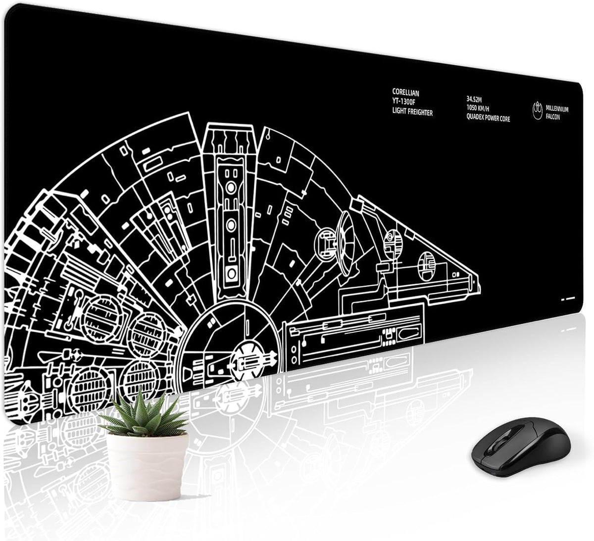 Cute Desk Mat for Keyboard Desktop Extra Large Mouse Pad, Black