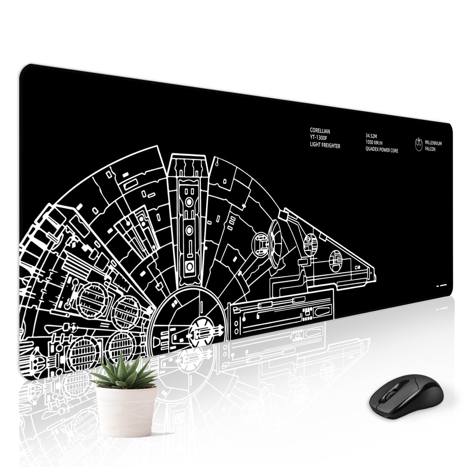 Cute Desk Mat for Keyboard Desktop Extra Large Mouse Pad, Black
