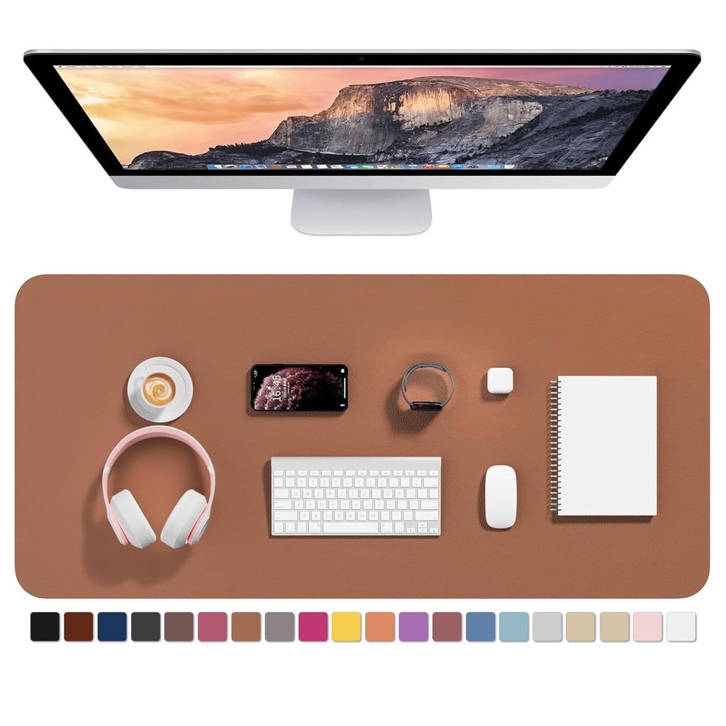 Hsurbtra Desk Pad, 30" x 14" PU Leather Desk Mat, XL Extended Mouse Pad, Waterproof Desktop Blotter Protector, Non-Slip Ultra Thin Large Laptop Keyboard Writing Mat for Office Home, Pink