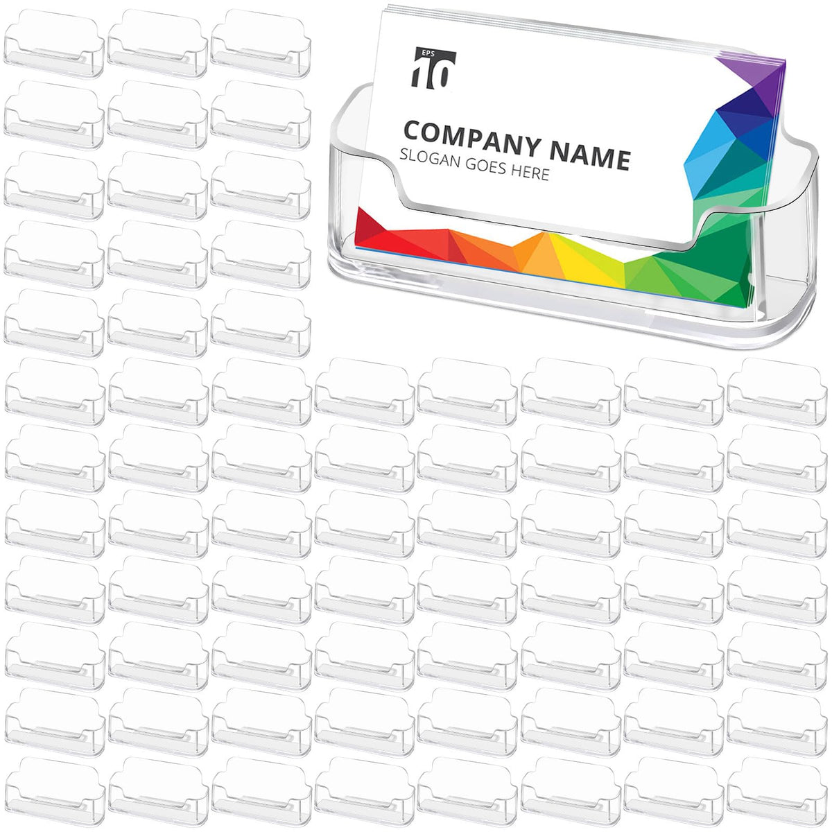 Mototo Acrylic Business Card Holder for Desk, 20 Pack Plastic Business Card Display Clear Business Card Holder Desktop Cards Stand for Home Office Exhibition Desk Table, Fits 30-50 Business Cards