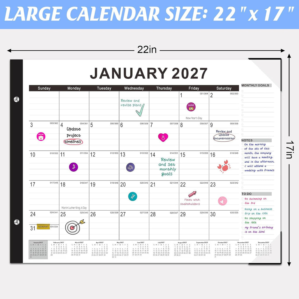Large Desk Calendar 2026-2027,Jul 2026-Dec 2027,Gannyfer 18-Month Calendar