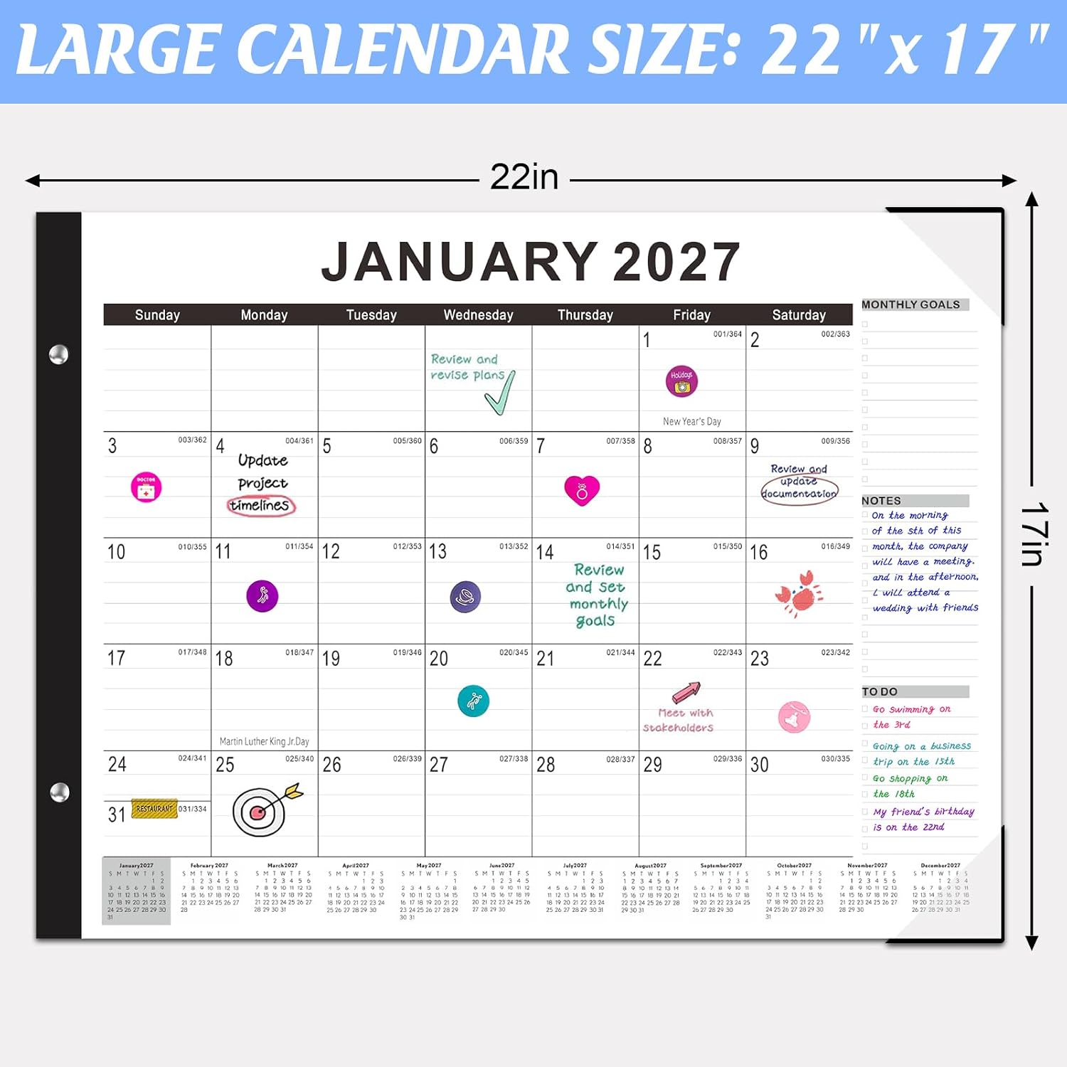 Large Desk Calendar 2026-2027,Jul 2026-Dec 2027,Gannyfer 18-Month Calendar