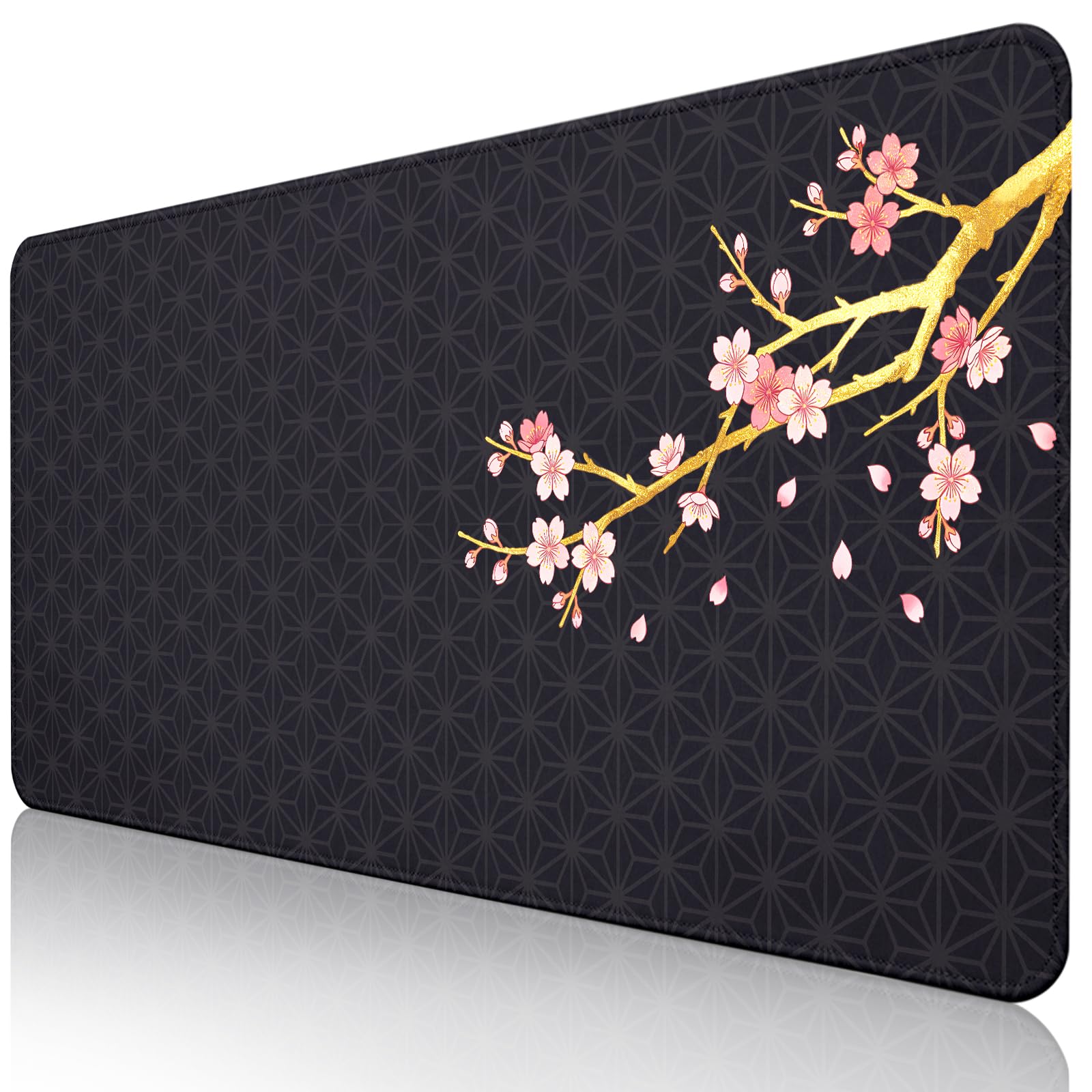 Pink Floral Mouse Pad Large 35.4×15.7 Aesthetic Cute Desk Mat