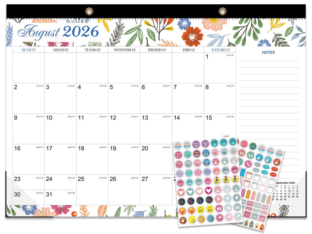 Desk Calendar 2026-2027 - 18 Month Desk Calendar july 2026-2027 Dec, 17" x 12", Large Desk Calendar with Thick Paper, Plastic Cover, Stickers, Home or Office Calendar for Easy Organizing