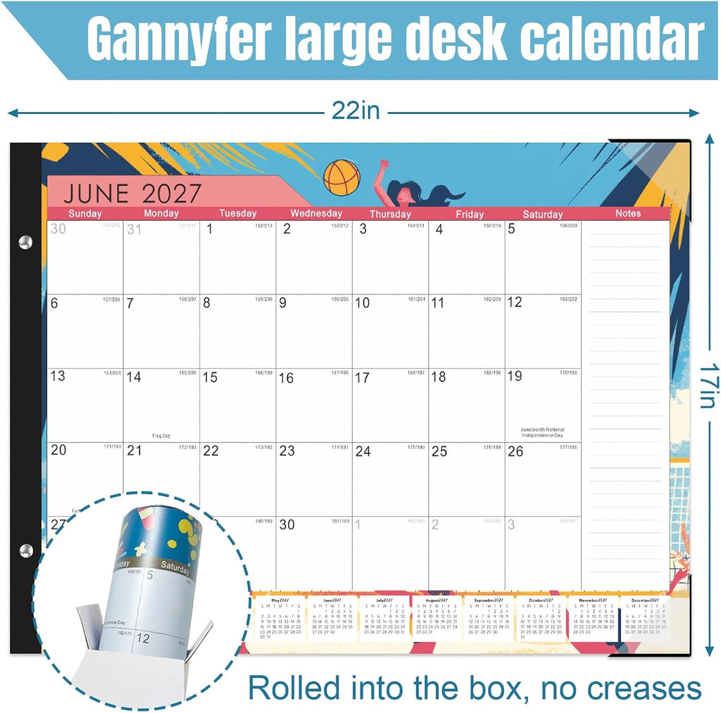 Large Desk Calendar 2026-2027,Jul 2026-Dec 2027,Gannyfer 18-Month Calendar