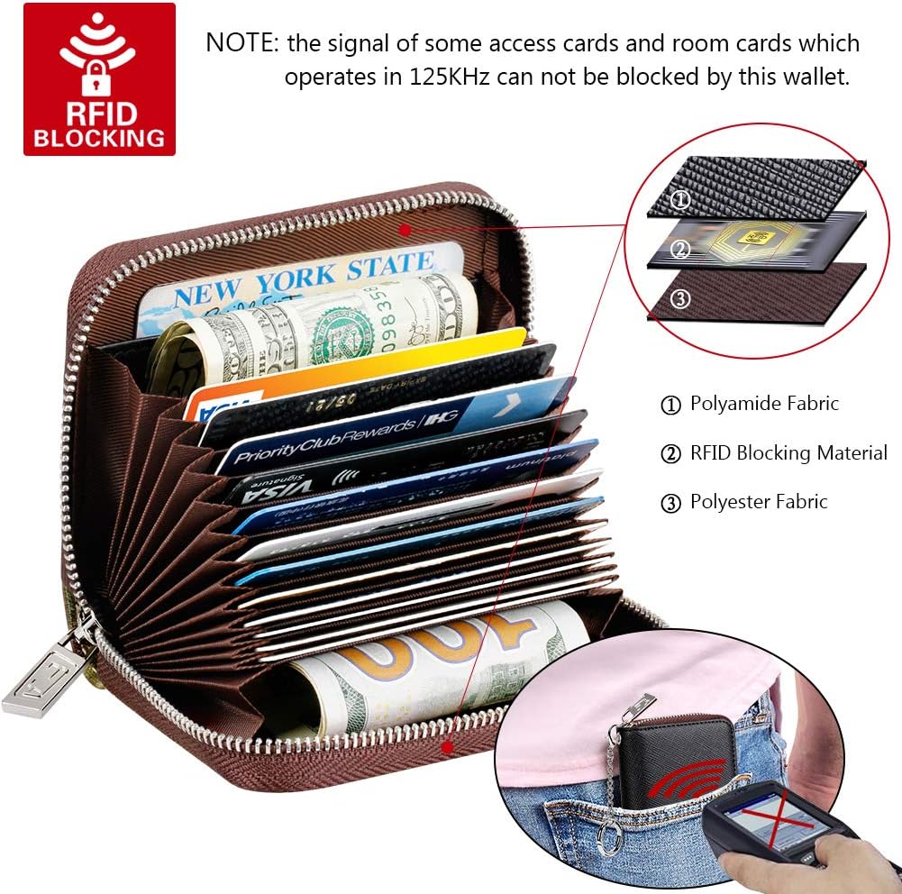 FurArt Zipper Wallet Women RFID Credit Card Holder keychain Wallet