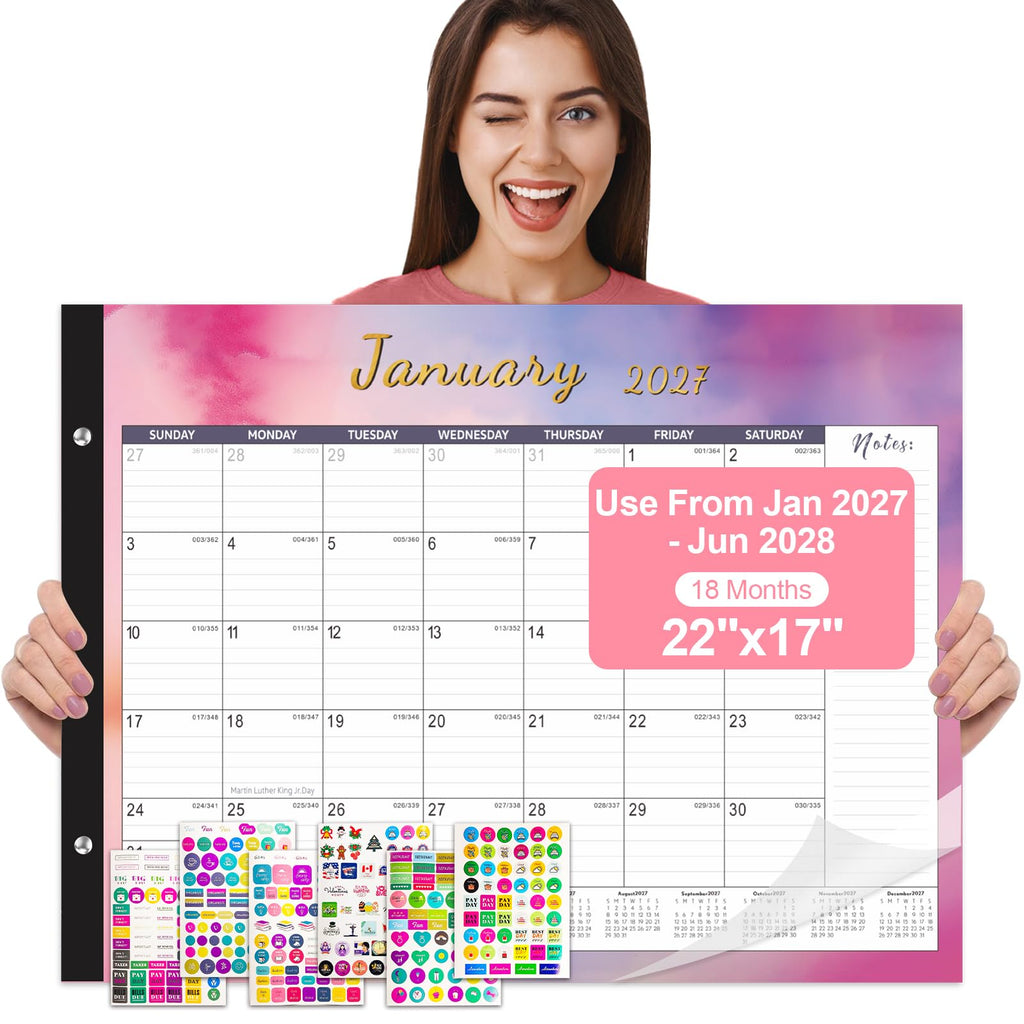 Large Desk Calendar 2026-2027,Jul 2026-Dec 2027,Gannyfer 18-Month Calendar