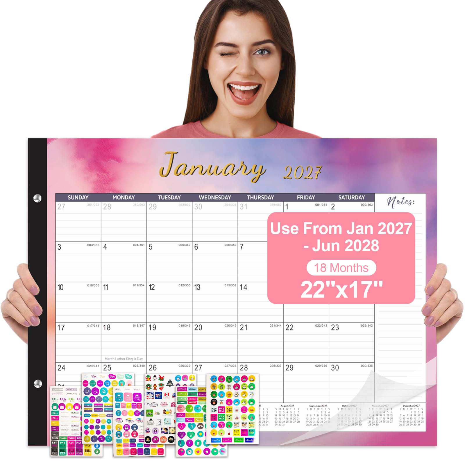 Large Desk Calendar 2026-2027,Jul 2026-Dec 2027,Gannyfer 18-Month Calendar