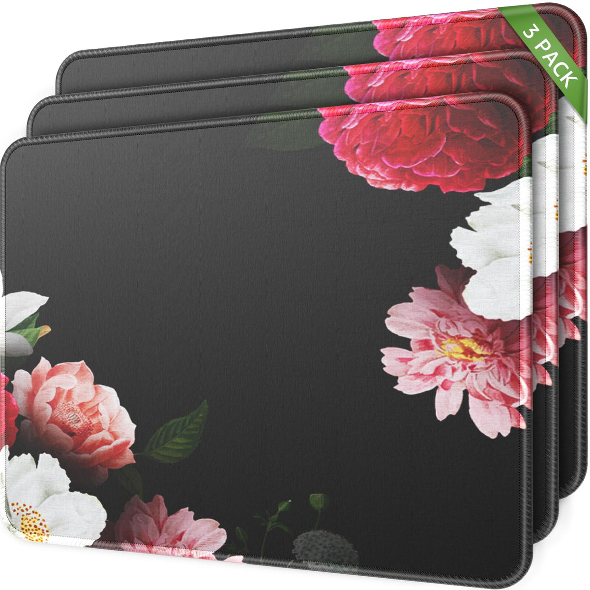 MROCO 3 Pack Mouse Pad, Black Mousepad for Desk, 30% Larger, 8.5 x 11 in