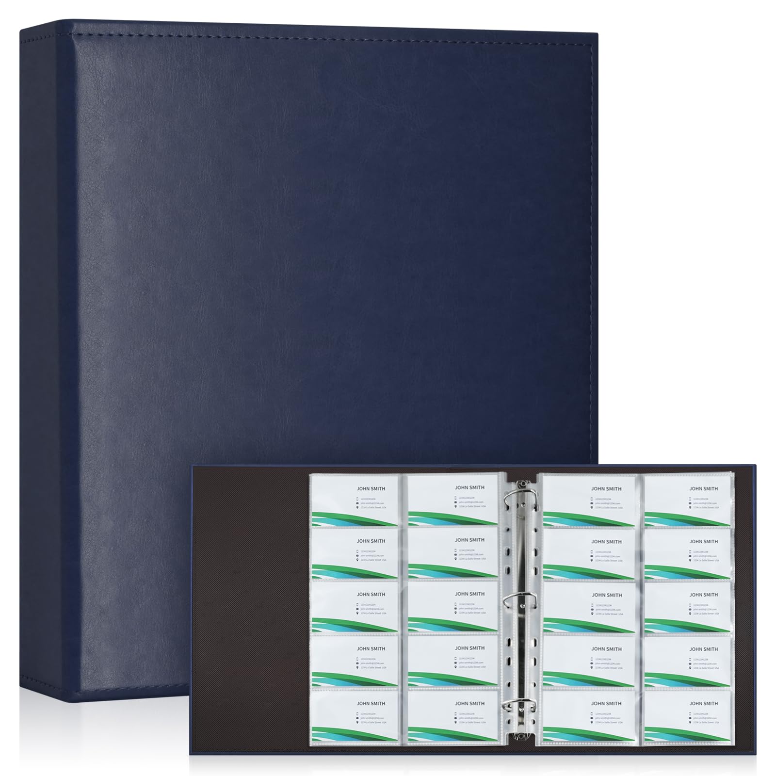 BYSTER 30 Pack 600 Pockets Business Card Sleeves Binder Sheets, Ultra-Clear Business Card Pages for 2/3/4 Ring Binder, Double Sided 10 Pocket Credit Card Pages