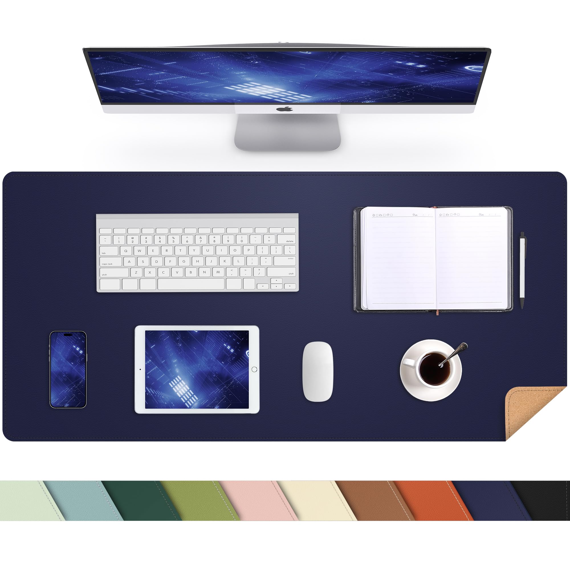 AFIING Large Desk Mat, 47" x 17", Black