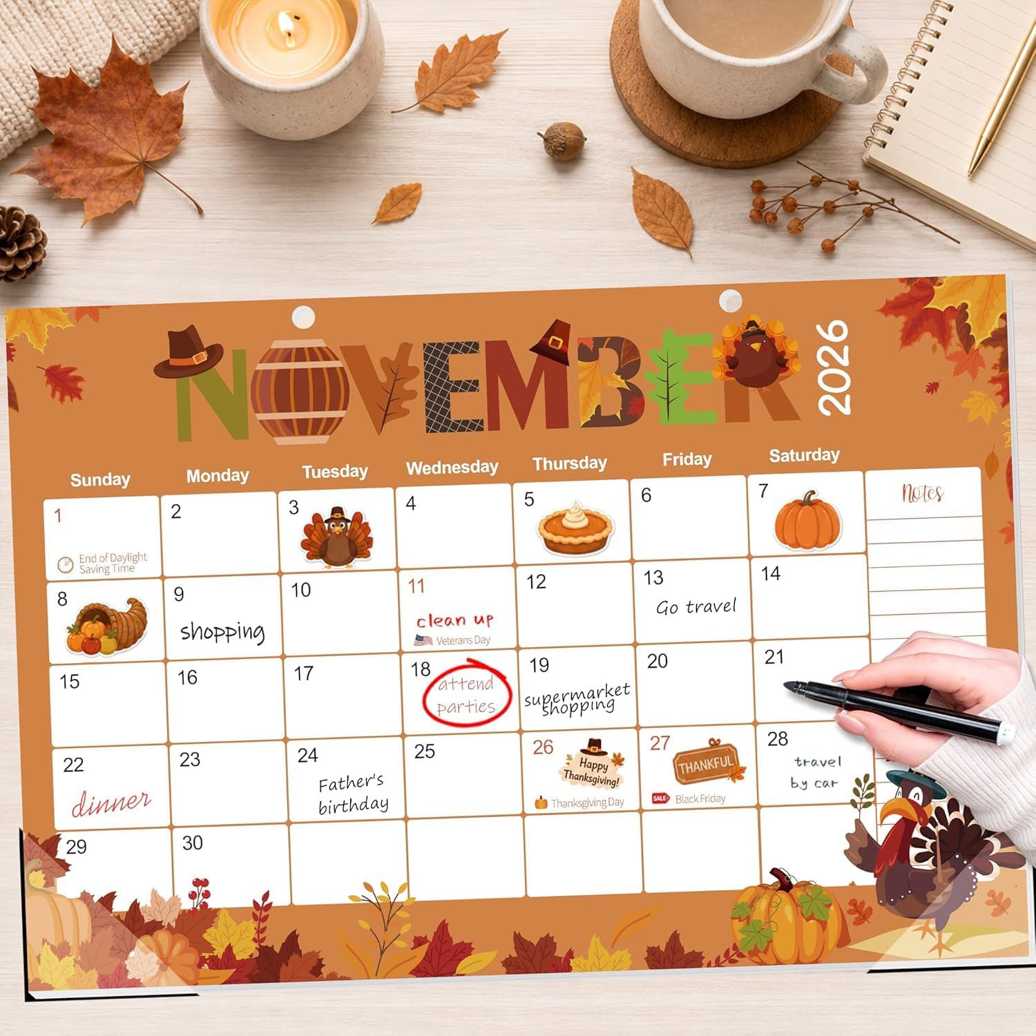 Guasslee Desk Calendar 2026-2027, 19-Month School Year Calendar, 2026 Jun. - 2027 Dec, 17"x11.5" Large Monthly Desk Planner with Corner Protectors, Ample Blocks ＆ Notes for Home Office
