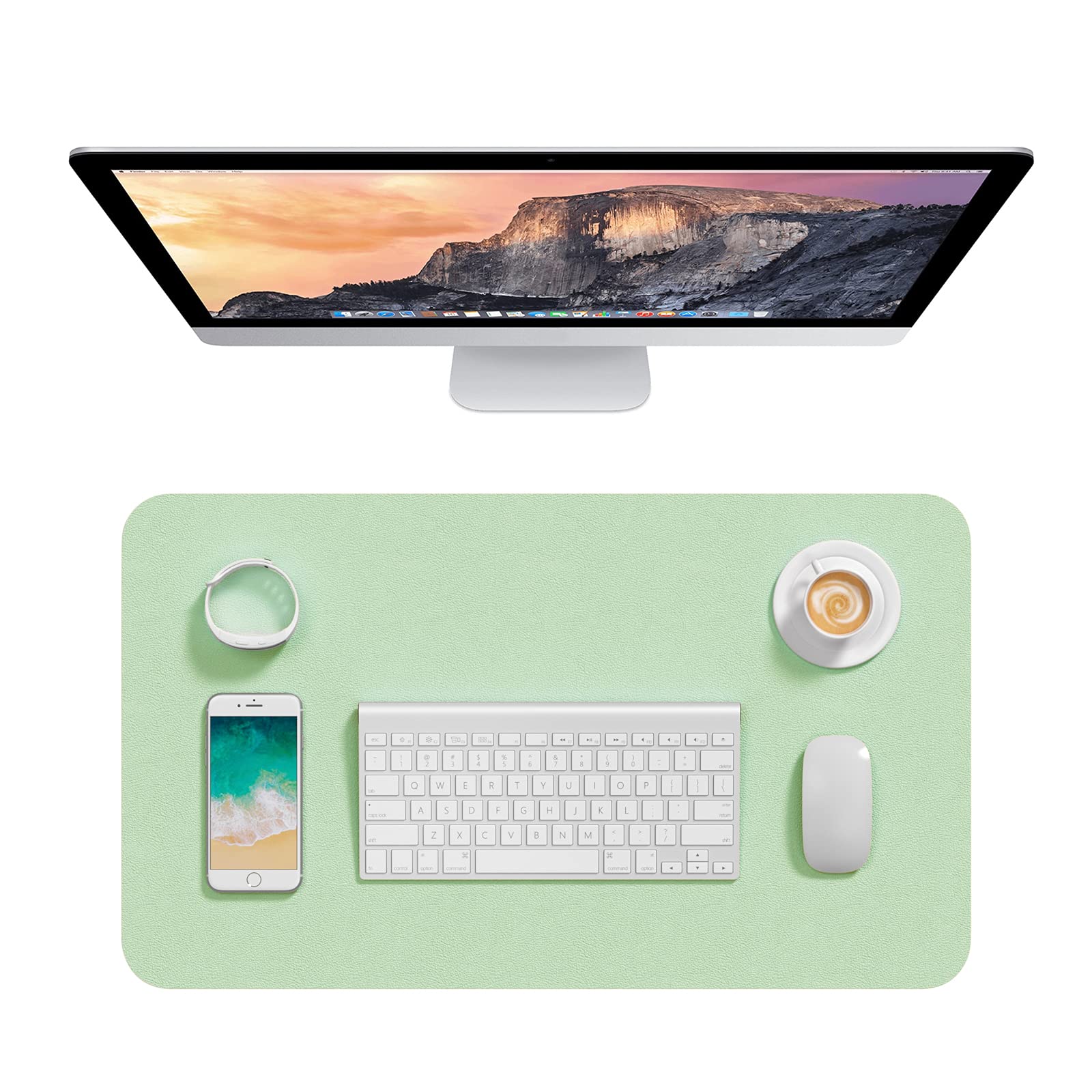 Hsurbtra Desk Pad, 30" x 14" PU Leather Desk Mat, XL Extended Mouse Pad, Waterproof Desktop Blotter Protector, Non-Slip Ultra Thin Large Laptop Keyboard Writing Mat for Office Home, Pink