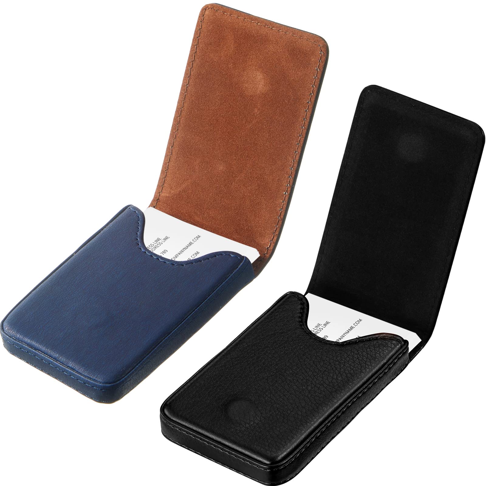 Outus 2 Pcs Business Card Holder Wallet PU,Black and Coffee,Classic