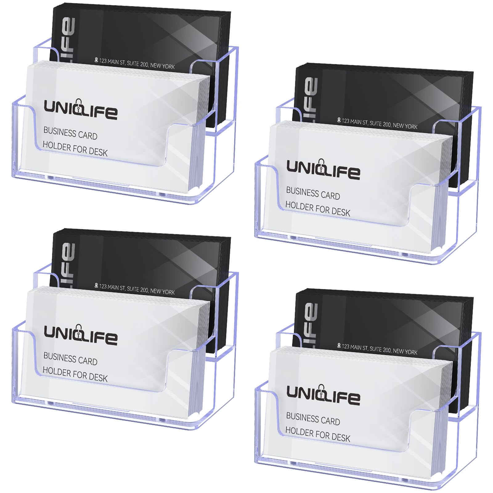 Uniclife 2 Pack Acrylic Business Card Holder for Desk, 120 Card Capacity