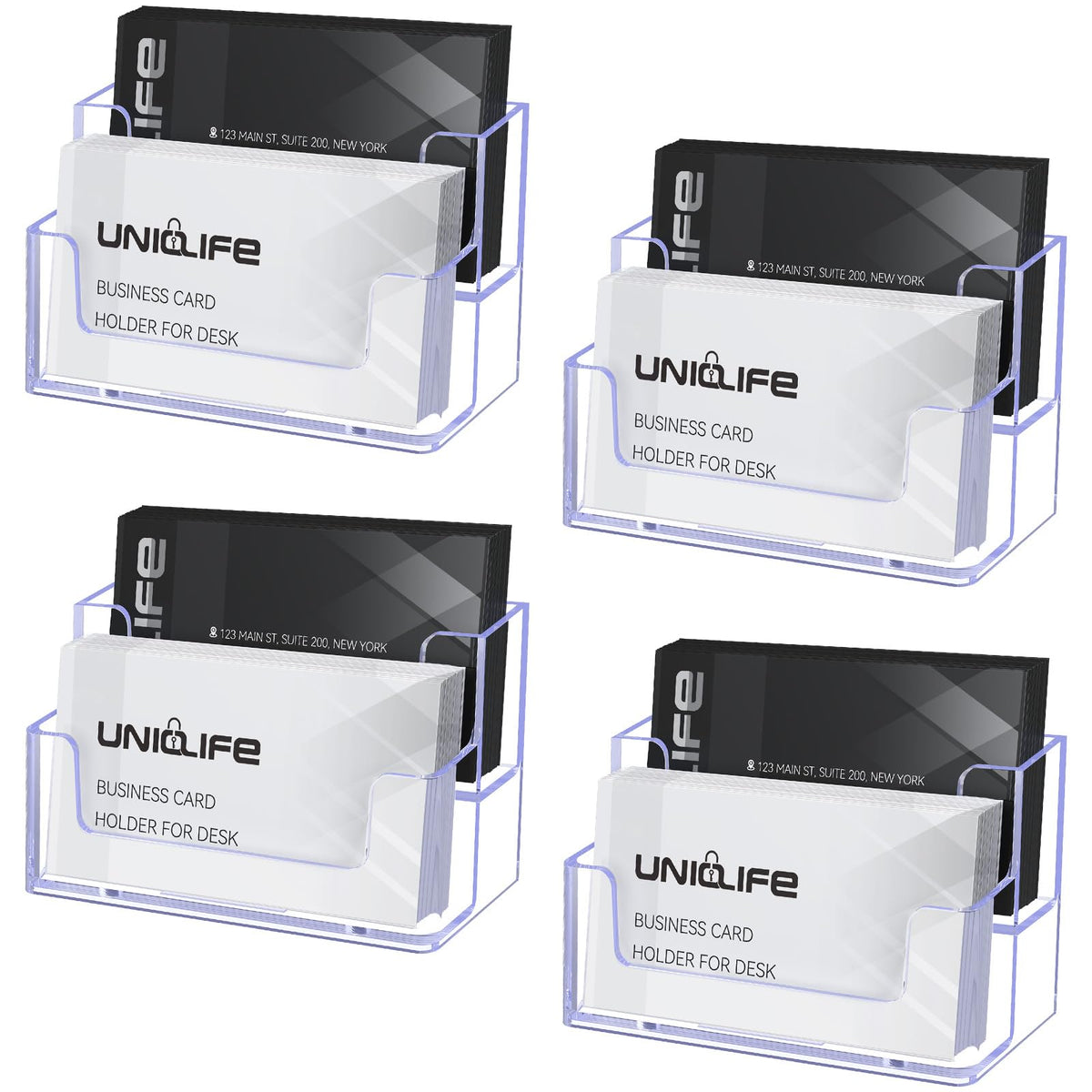 Uniclife 2 Pack Acrylic Business Card Holder for Desk, 60 Card Capacity
