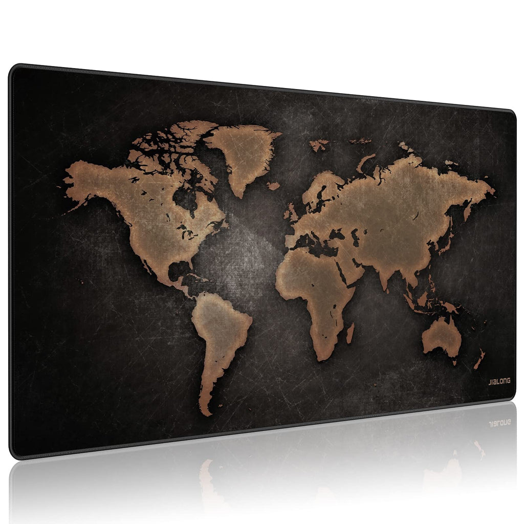JIALONG Large Gaming Mouse Pad Extended Desk Mat XXL Mousepad with Non-Slip Keyboard Pad for Office Laptop, Computer and PC - 35.4 x 15.7 inches World Map