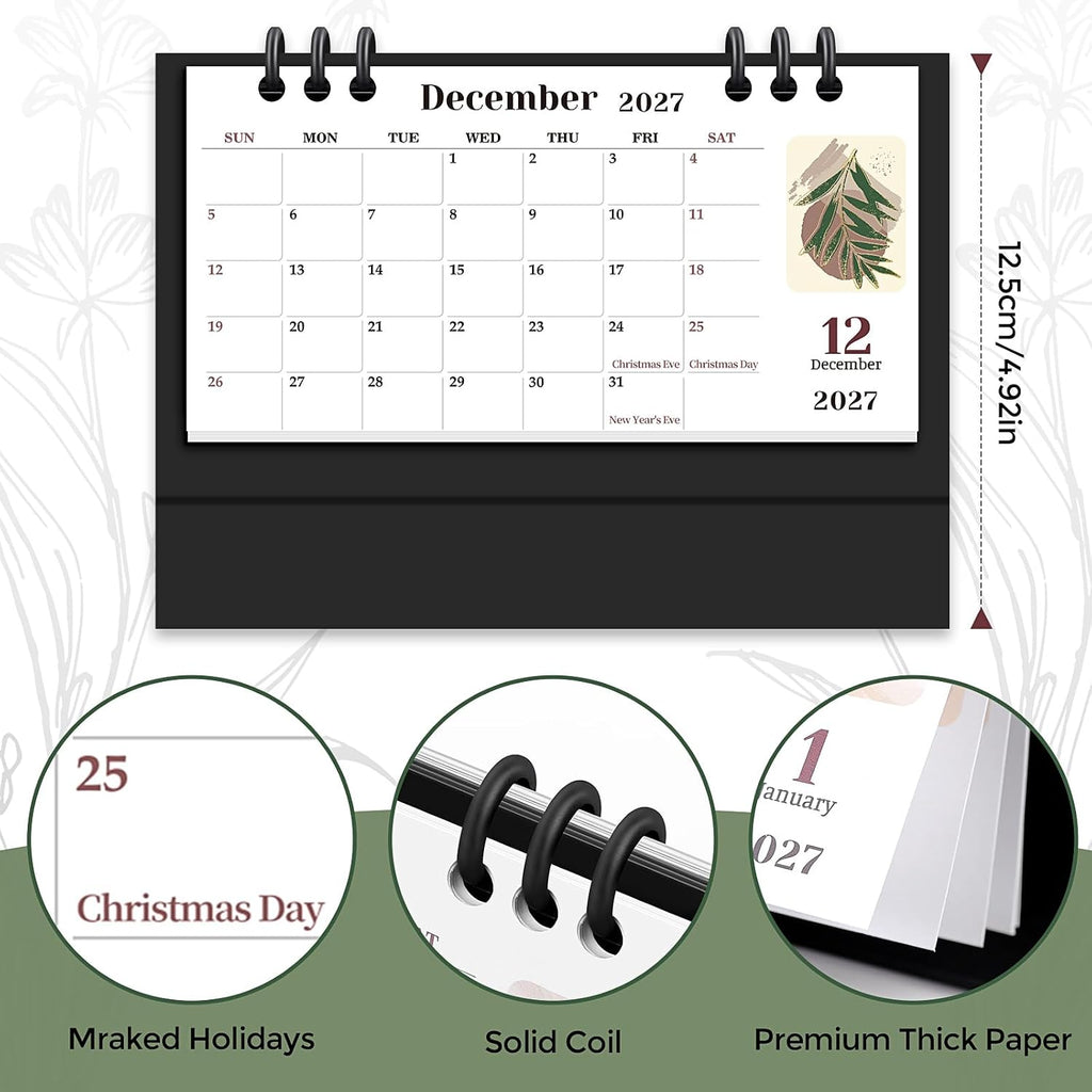 KONVINIT Small Desk Calendar 2026-2027, 6.3" x 3.1", 2026 Desk Calendar - Runs From January 2026 Until December 2027, 24 Months Mini Desktop Calendar for School, Home and Office Supplies
