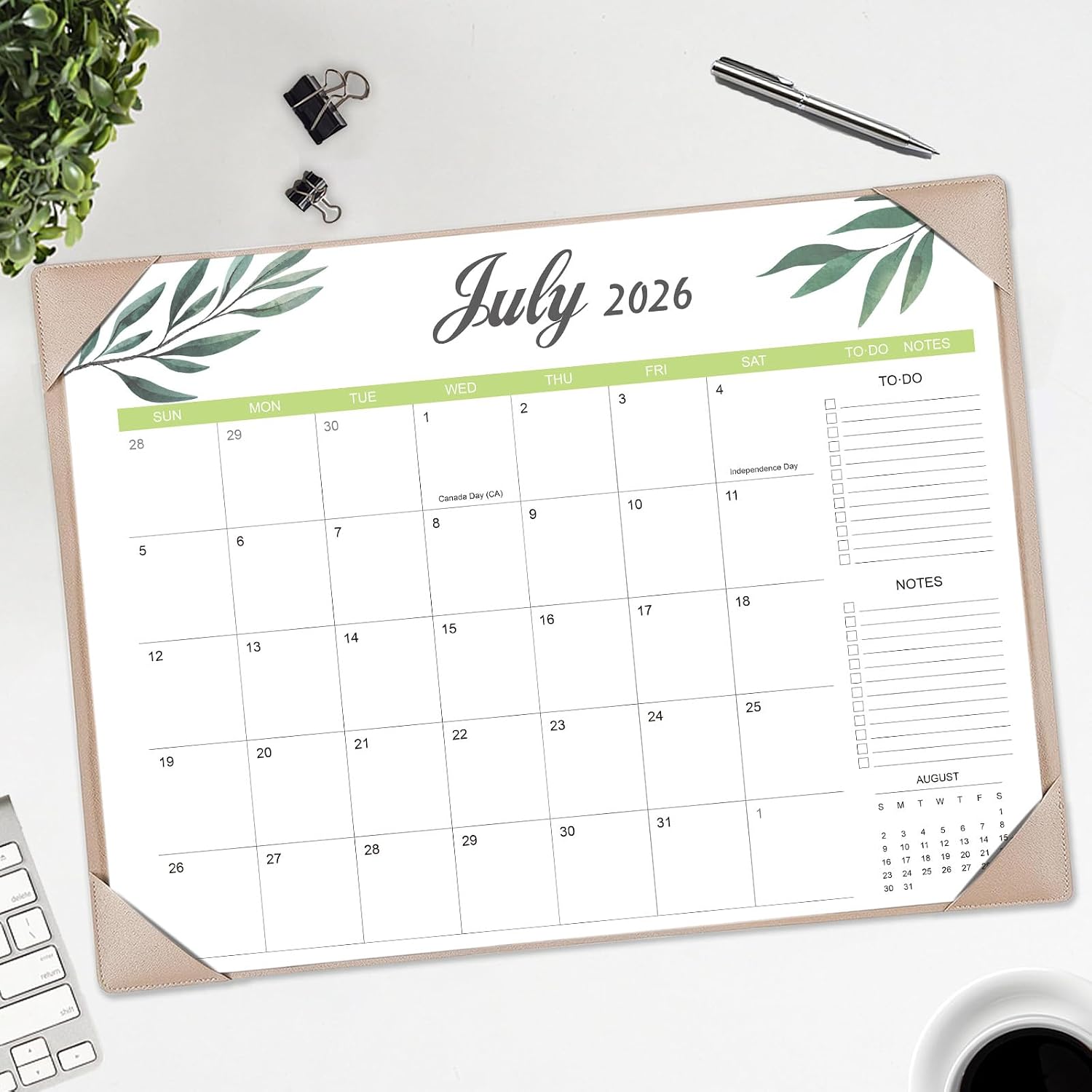Desk Calendar 2026-2027 with Desk Mat – 22" x 17" Large Desk Pad Calendar Runs from July 2026 to December 2027, Office Supplies Desktop Monthly Calendar for Home & Office