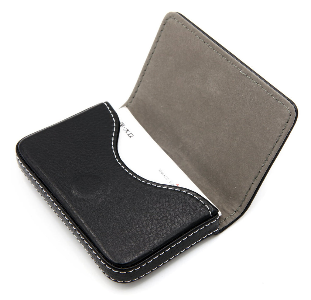 RFID Blocking Wallet - Minimalist Leather Business Credit Card Holder with Magnetic - Red