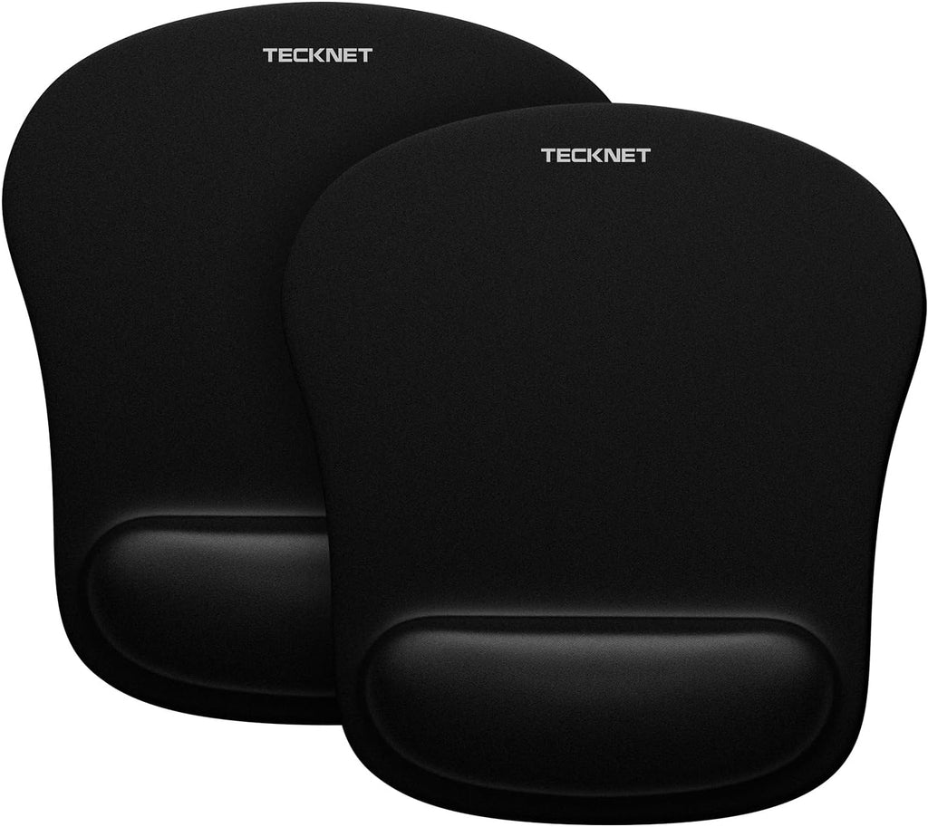 TECKNET 2 Pack Gaming Ergonomic Mouse Pad with Wrist Support Black