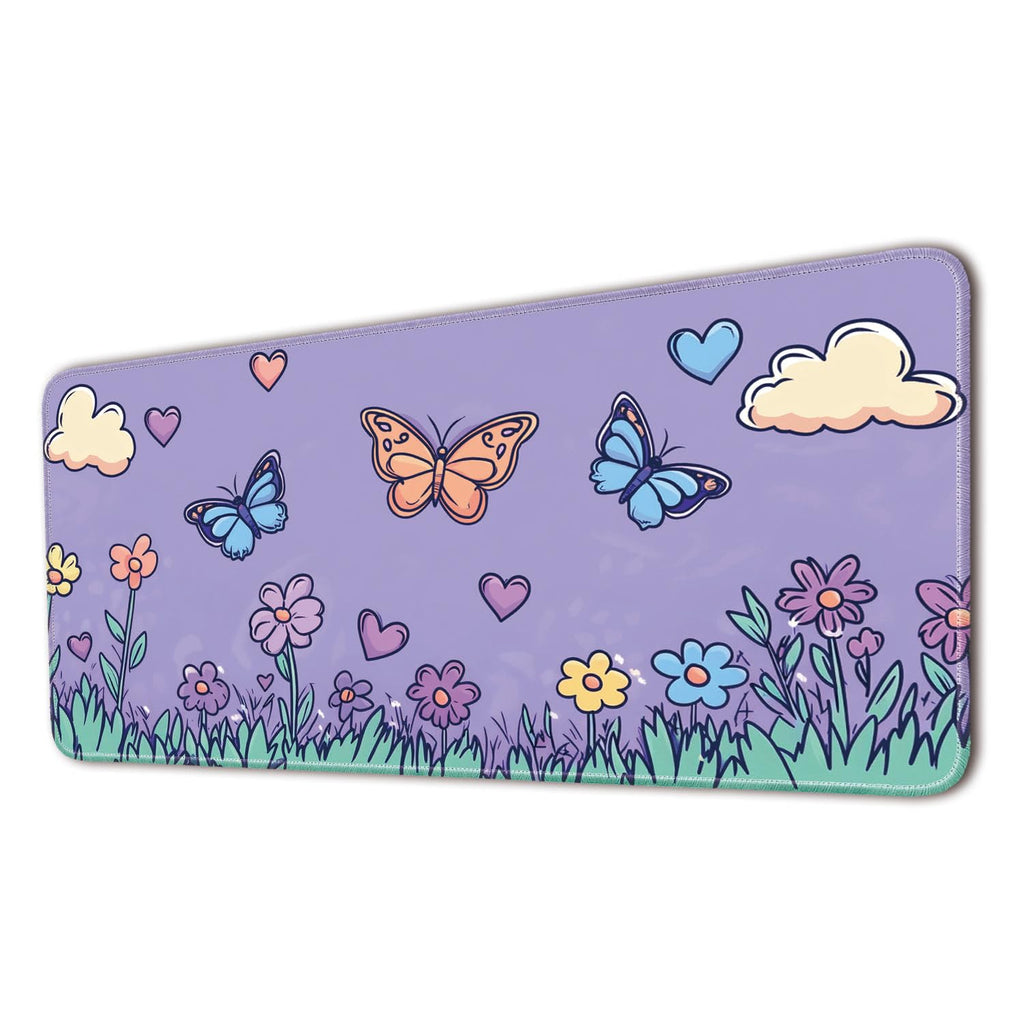 Keyboard Mat, Large Mouse Pad, Purple Butterfly