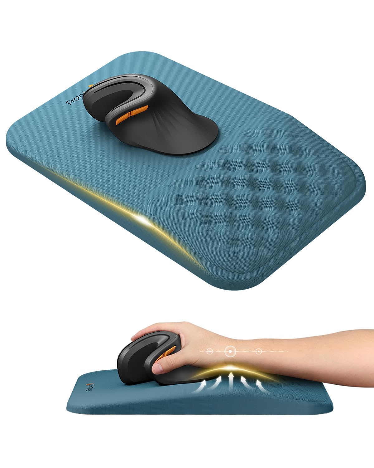 ProtoArc MP50 Ergonomic Mouse Pad with Wrist Support, Lycra Surface, Black