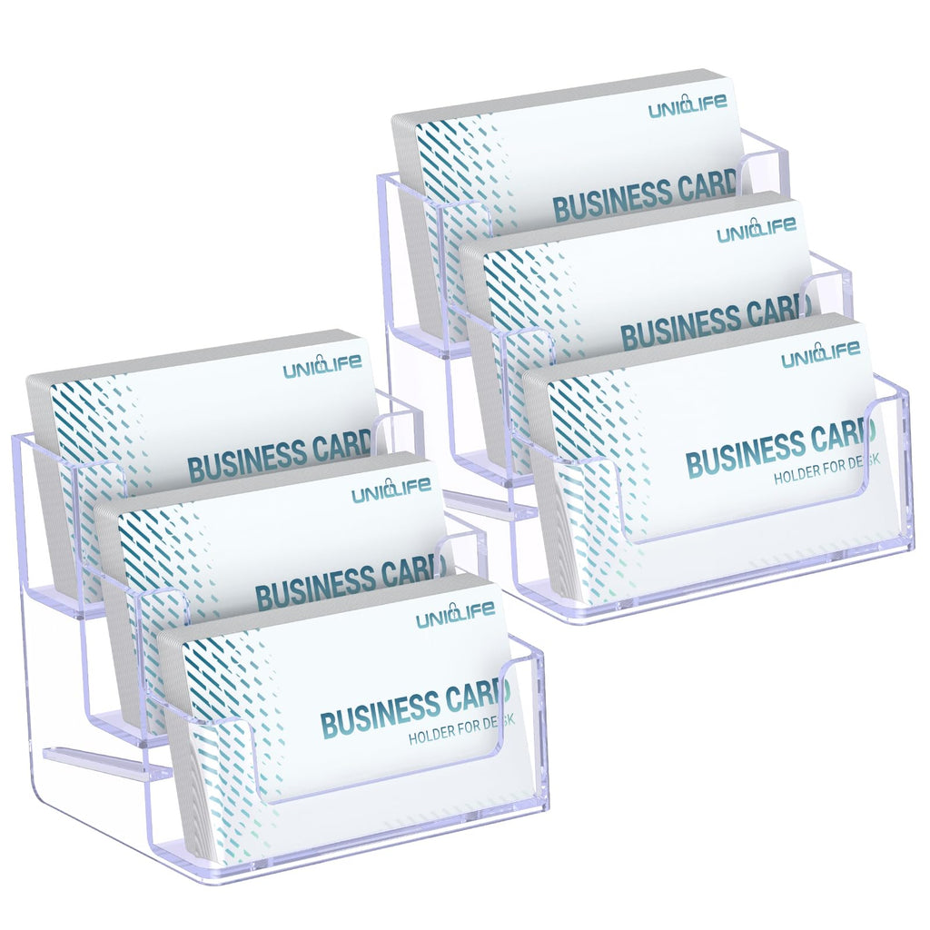 Uniclife 2 Pack Acrylic Business Card Holder for Desk, 120 Card Capacity