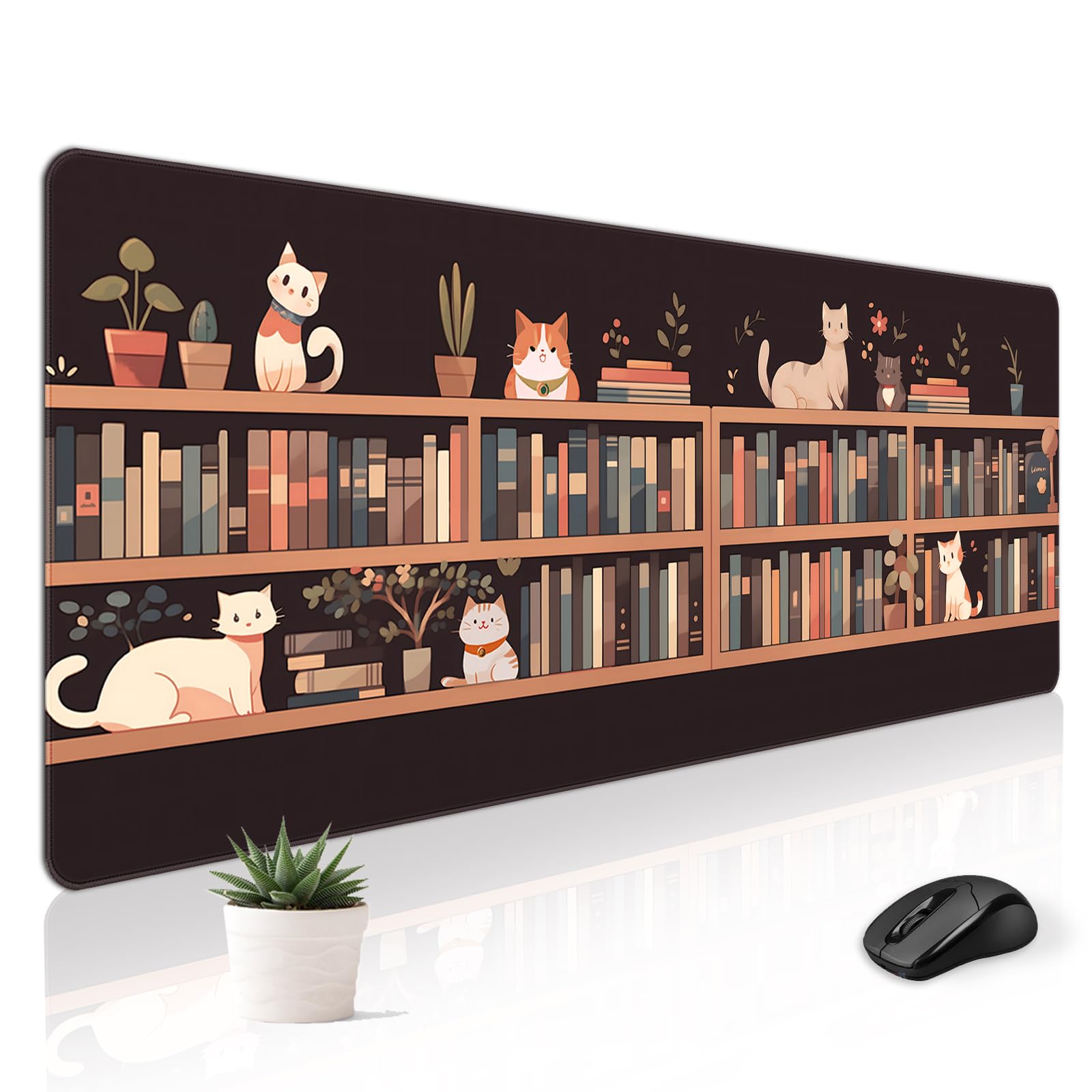 Cute Desk Mat for Keyboard Desktop Extra Large Mouse Pad, Black