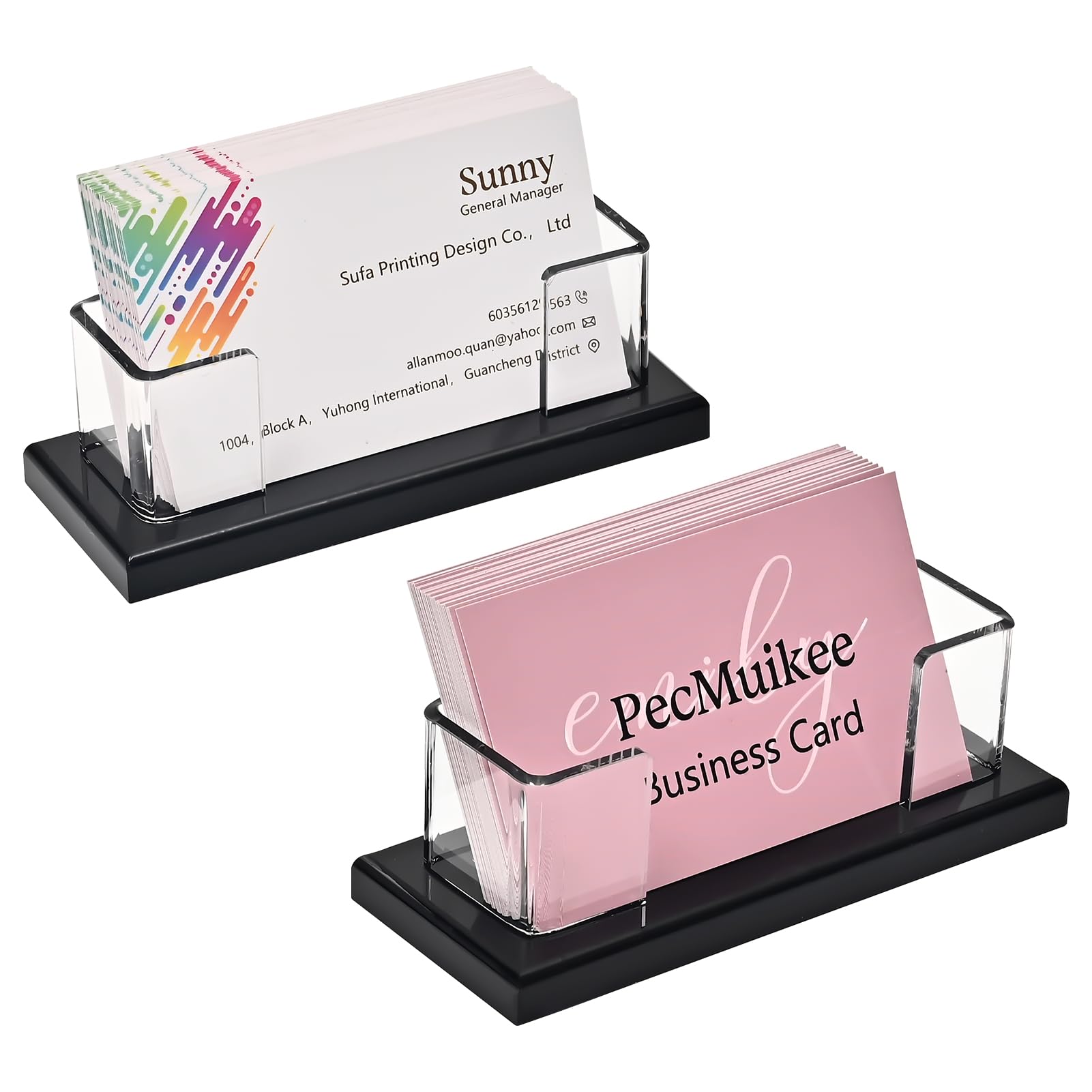 PecMuikee Business Card Holder for Desk，Acrylic Business Card Display Stand,Multiple Business Card Holders for Office, Exhibition, Home, Restaurant (slot 1)
