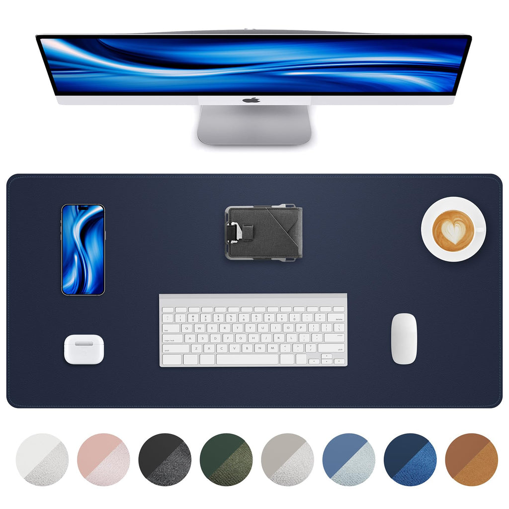 AFIING Large Desk Mat 55" x 24" - PU Leather Desk Pad Protector, Waterproof Non-Slip Extended Mouse Pad for Office Desk, Keyboard, Laptop and Home Workspace (Black)