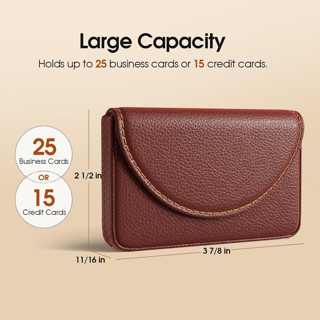 MaxGear Business Card Holder Case, PU Leather Business Card Case, Coffee