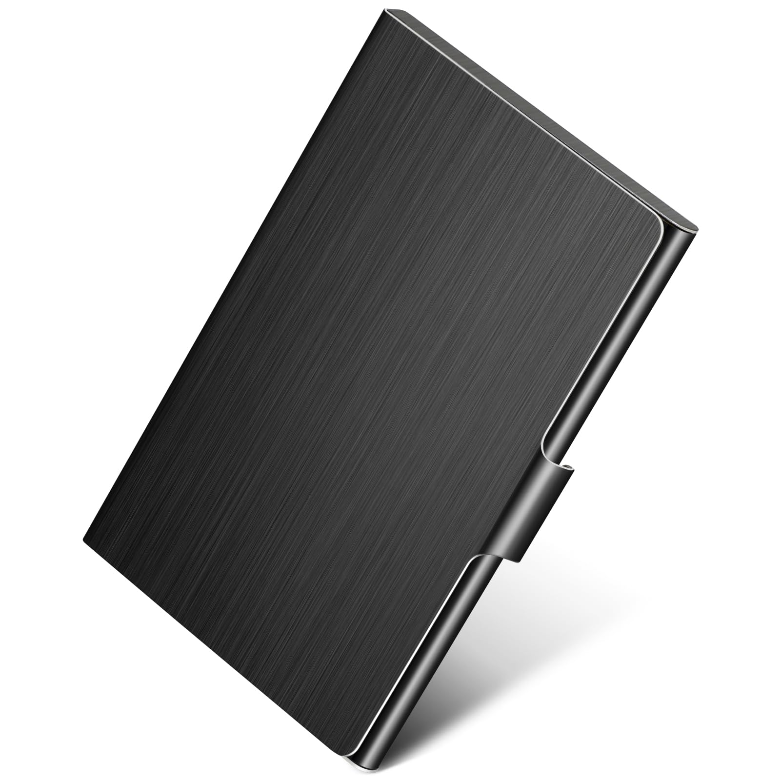 MaxGear Stainless Steel Business Card Holder, Slim Card Case, Black