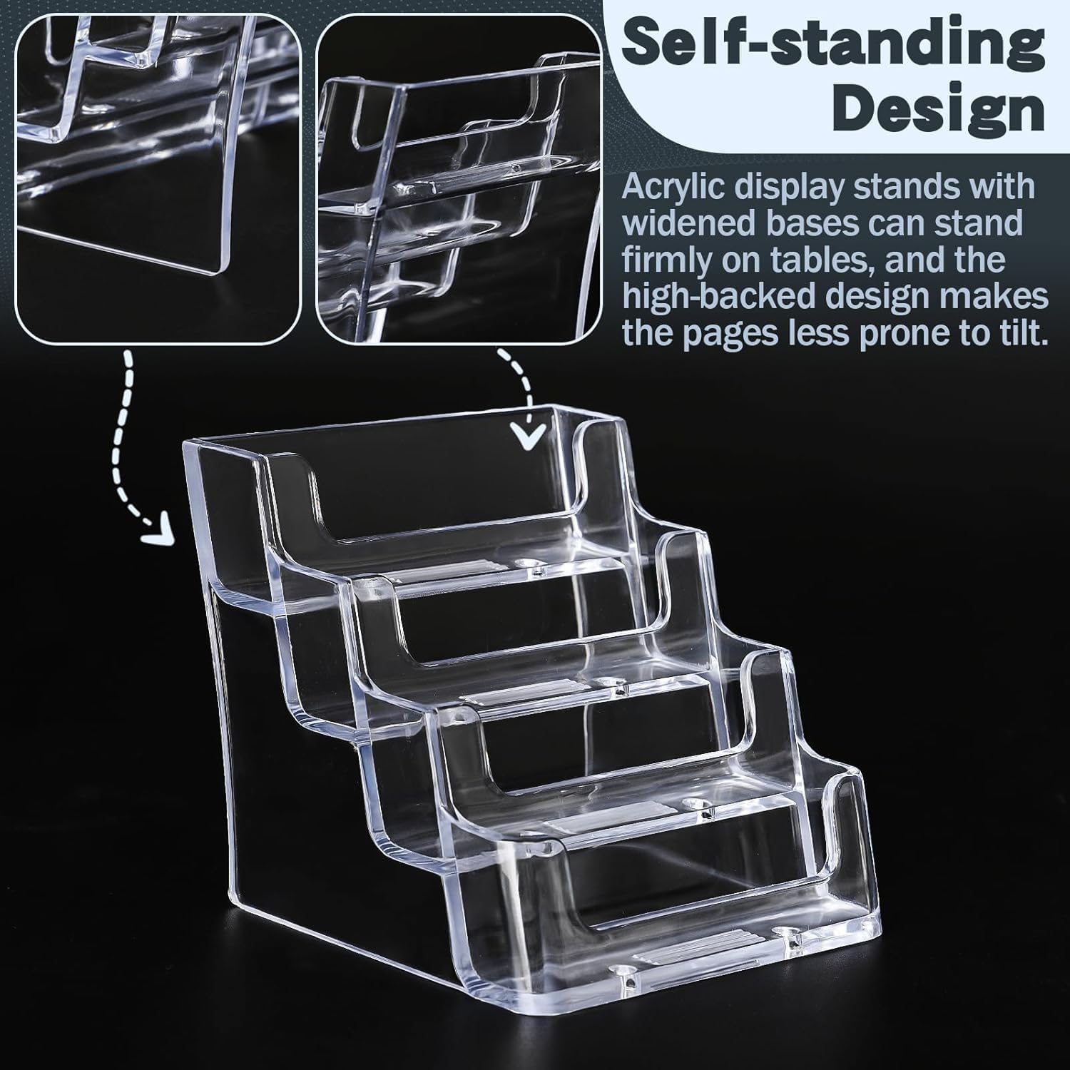 xydstay Acrylic 4-Tier Business Card Holder for Desk with 4 Pockets, 2 Pack