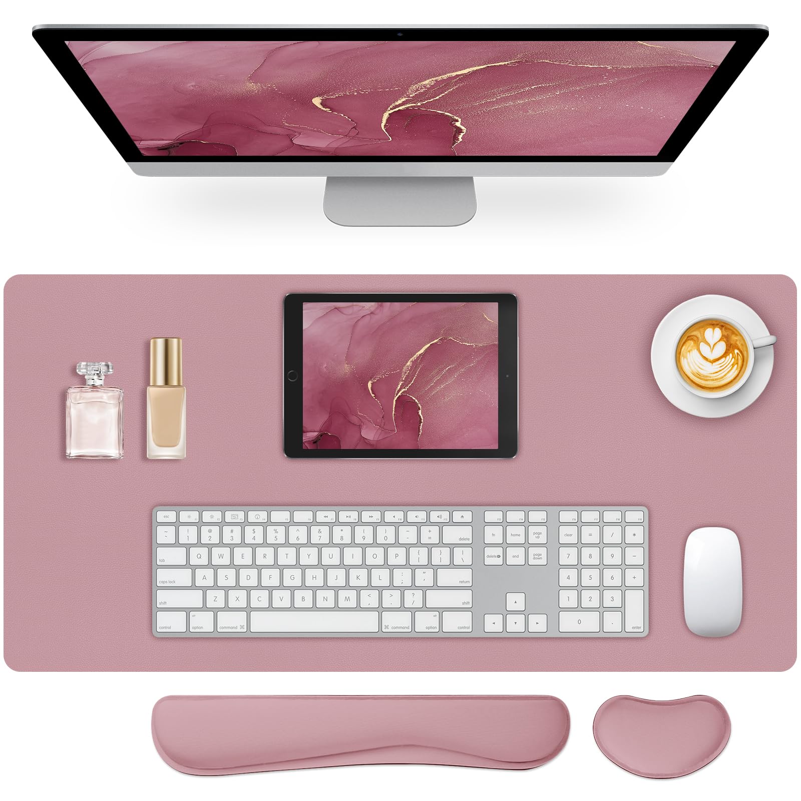 Mouse Pad and Keyboard Wrist Rest, 3-in-1 Keyboard and Mouse Pad